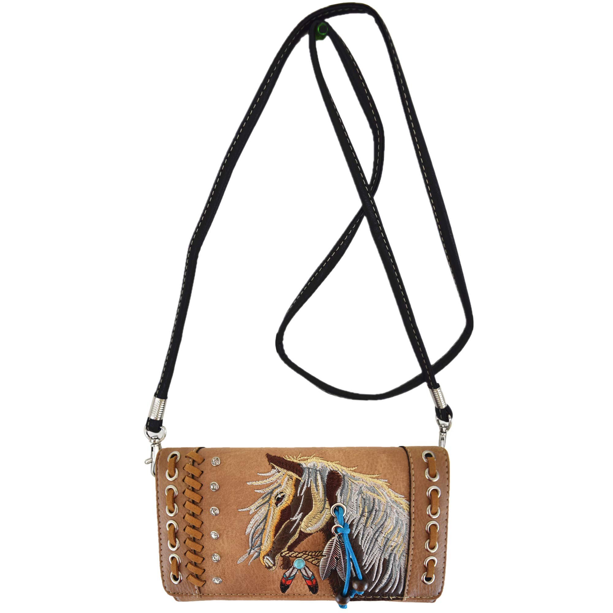 Western Style Laser Cut Tooled Leather Cowgirl Purse - Women's Handbag with Wallet Set, Country Tote & Everyday Shoulder Bag for Equestrian, Rodeo & Country Fashion Lovers