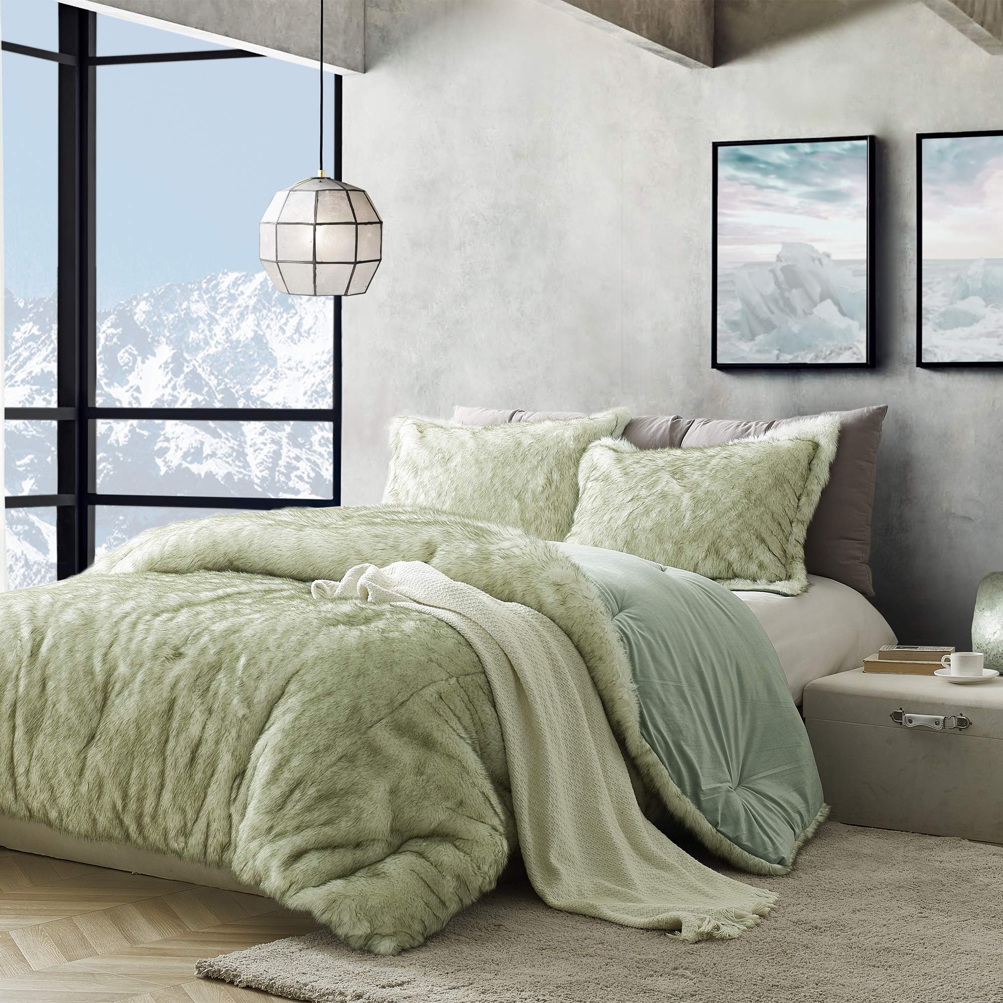 Byourbed Coma Inducer Oversized Queen Comforter - Arctic Moss Green - Ultra Soft & Breathable Bedding Set for All Seasons | Perfect for Master Bedroom, Guest Room & Cozy Home Decor