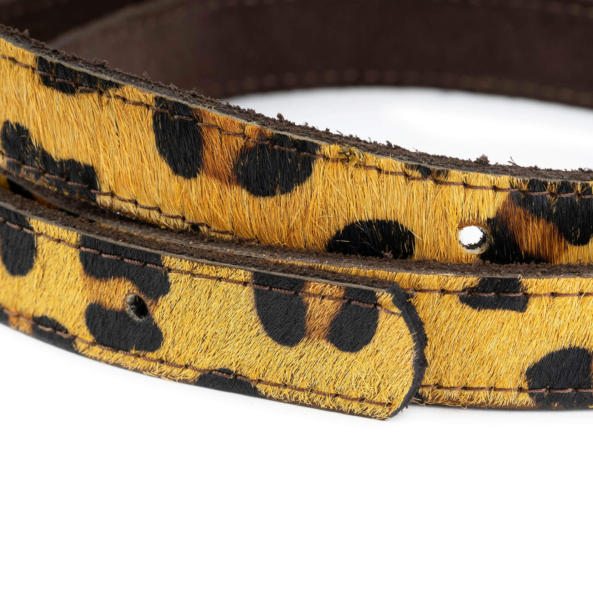 Ferragamo Women's Reversible Leopard & Brown Calf Hair Belt Strap - Perfect for Office, Casual & Formal Outfits