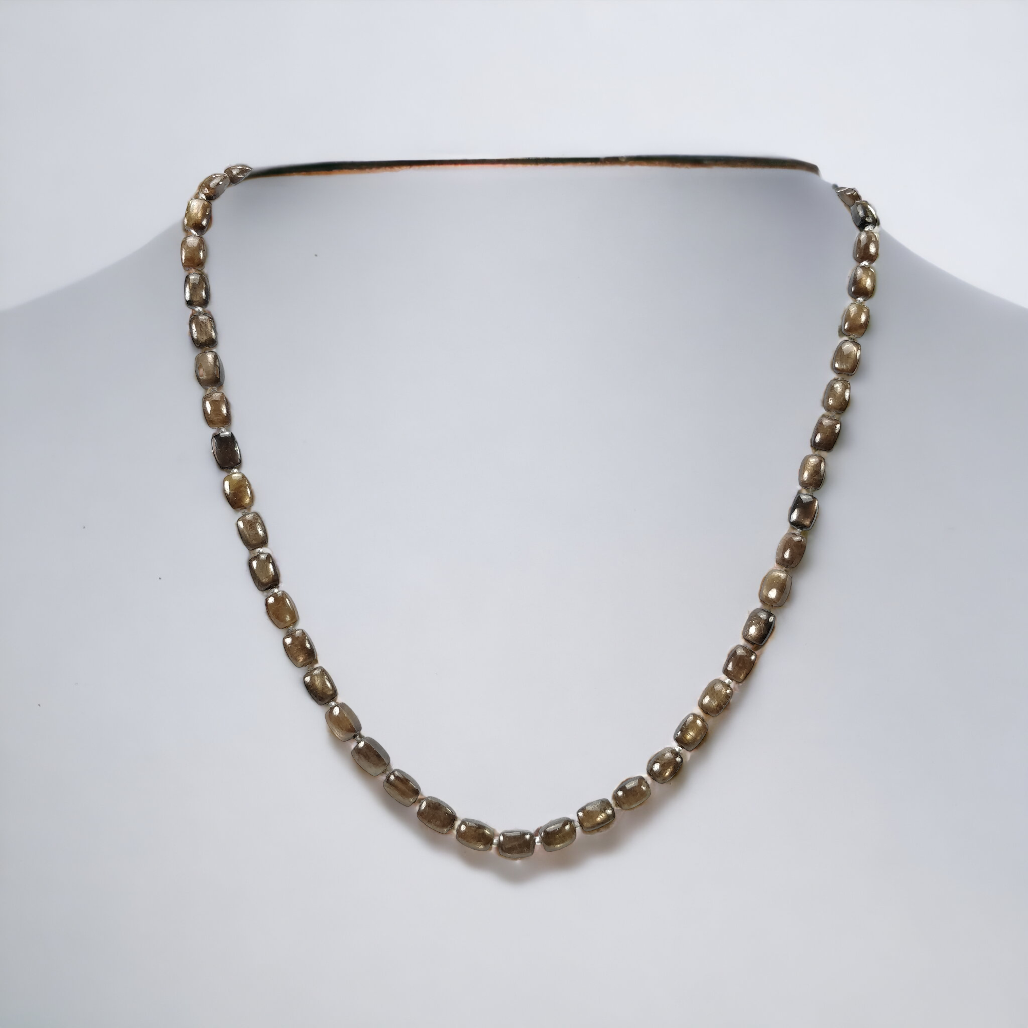 Natural Untreated Golden Brown Chocolate Sapphire Gemstone Necklace - 95.55cts Cushion Cut 925 Sterling Silver Jewelry (7x5mm, 18