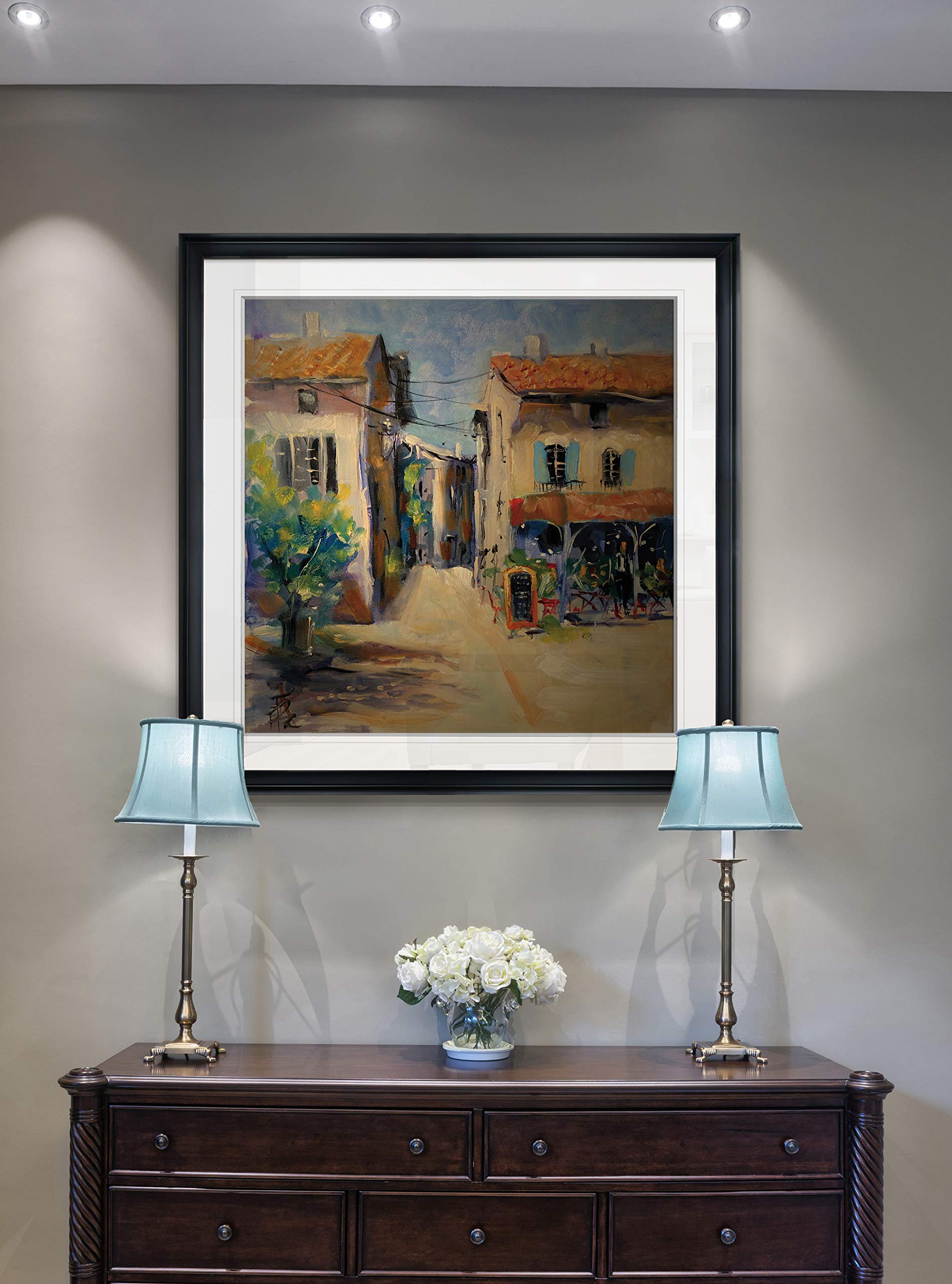 Wexford Home France Cityscape Wall Art - 16x16 Black Framed Square Landscape Painting Giclee Print for Modern Living Room, Bedroom & Office Decor