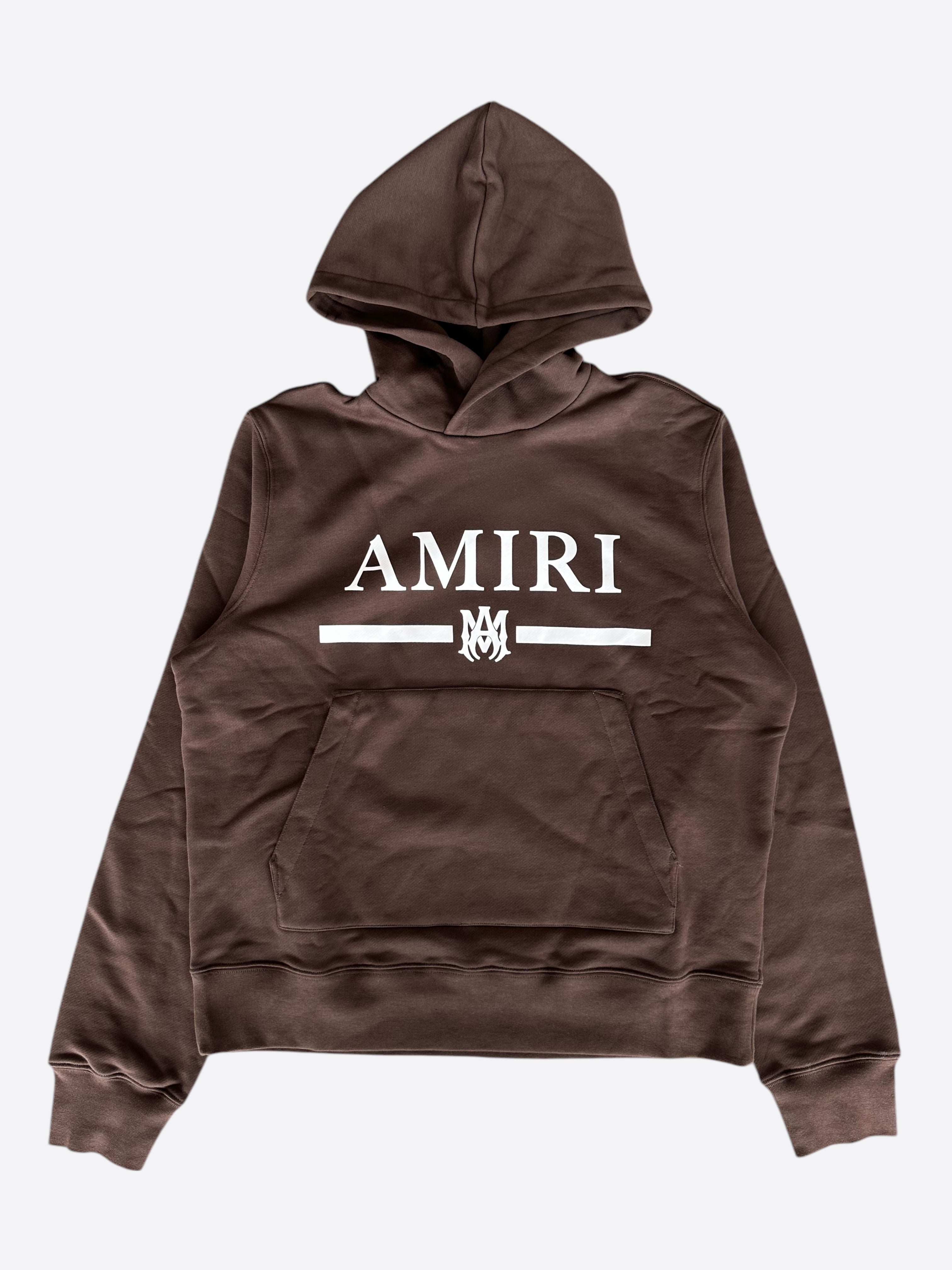 Amiri MA Bar Logo Hoodie for Men - Brown & White Pullover Sweatshirt | Streetwear Fashion, Casual Wear & Urban Style Outfits
