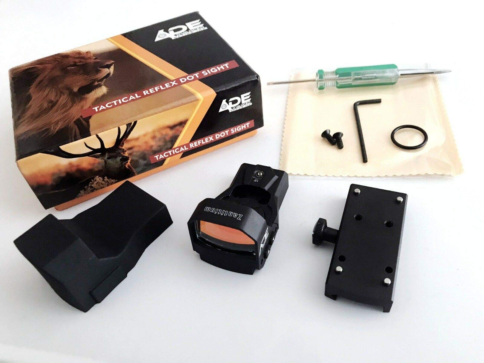 Ade Advanced Optics Zantitium RD3-015 Red Dot Reflex Sight with Mounting Plate - Compatible with Ruger Mark I, II, III, IV, IV-Lite & Picatinny Rails - Perfect for Pistol Shooting, Hunting, and Tactical Applications