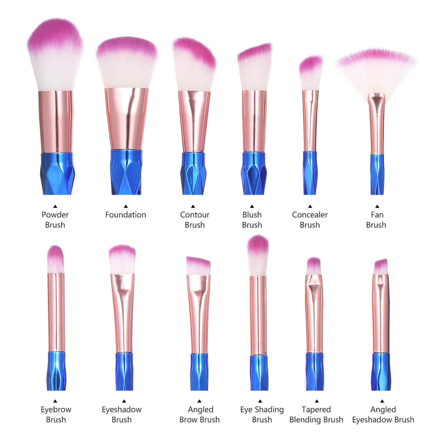 13Pcs Synthetic Makeup Brushes Set with Travel Bag - Foundation, Powder, Eye Cosmetic Brushes (Multicolor) by POOWE - Perfect for Professional Makeup Artists & Beginners, Home & Travel Use