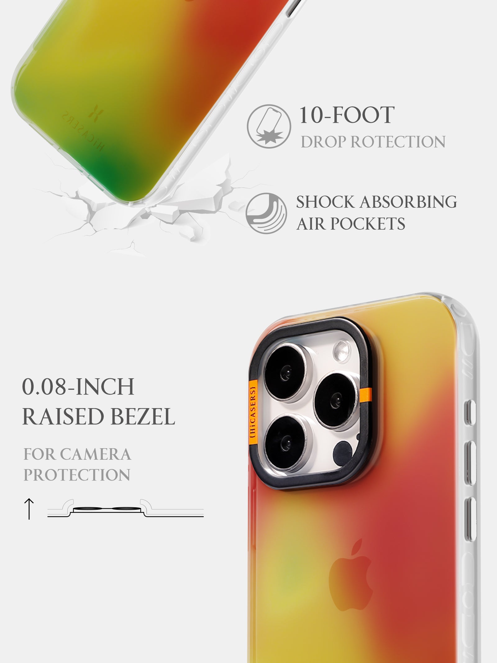 Sky Gradient Iridescent Phone Case - Orange & Green Holographic Cover for iPhone & Samsung | Trendy Protective Case for Everyday Use & Special Occasions