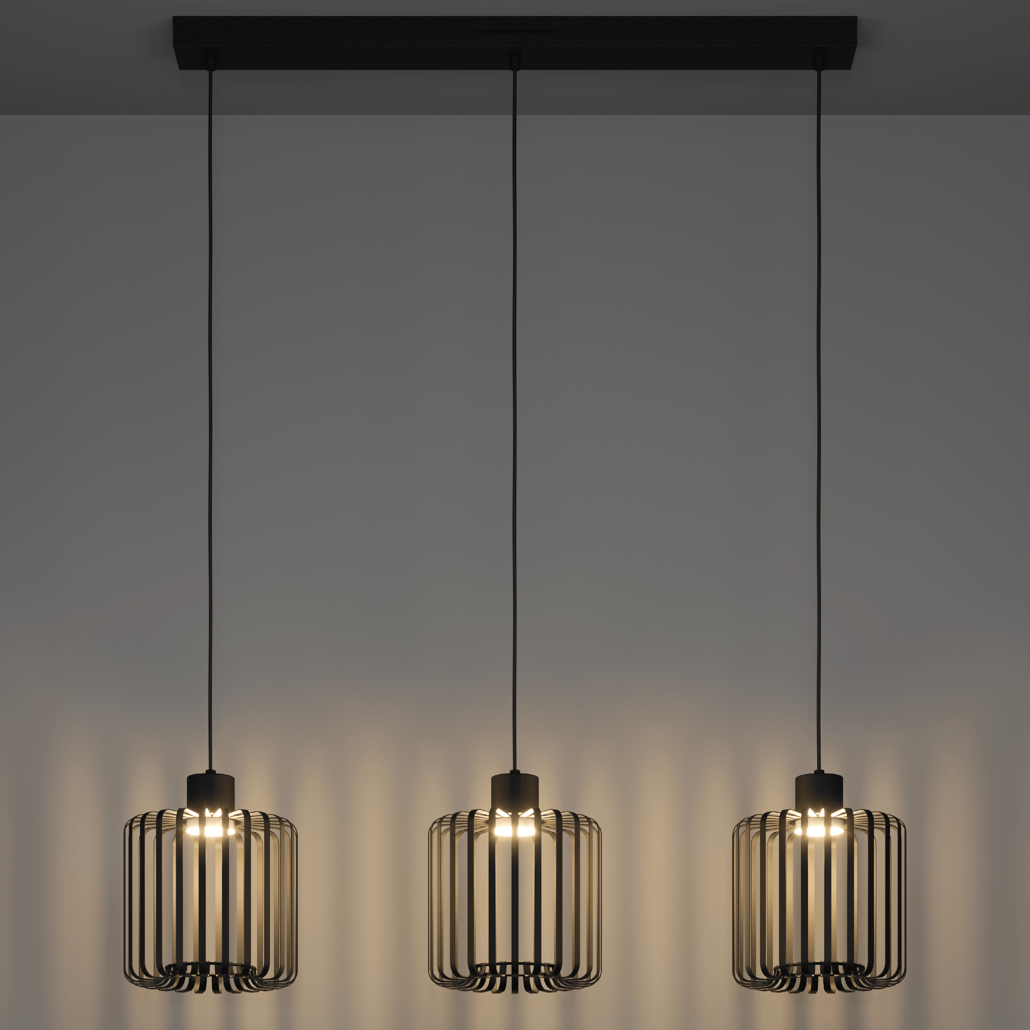 Eglo Connect Ginestrone Z Smart LED 3-Light Black Metal Pendant Light Fixture - Modern Dimmable Hanging Light for Kitchen Island, Dining Room & Living Room
