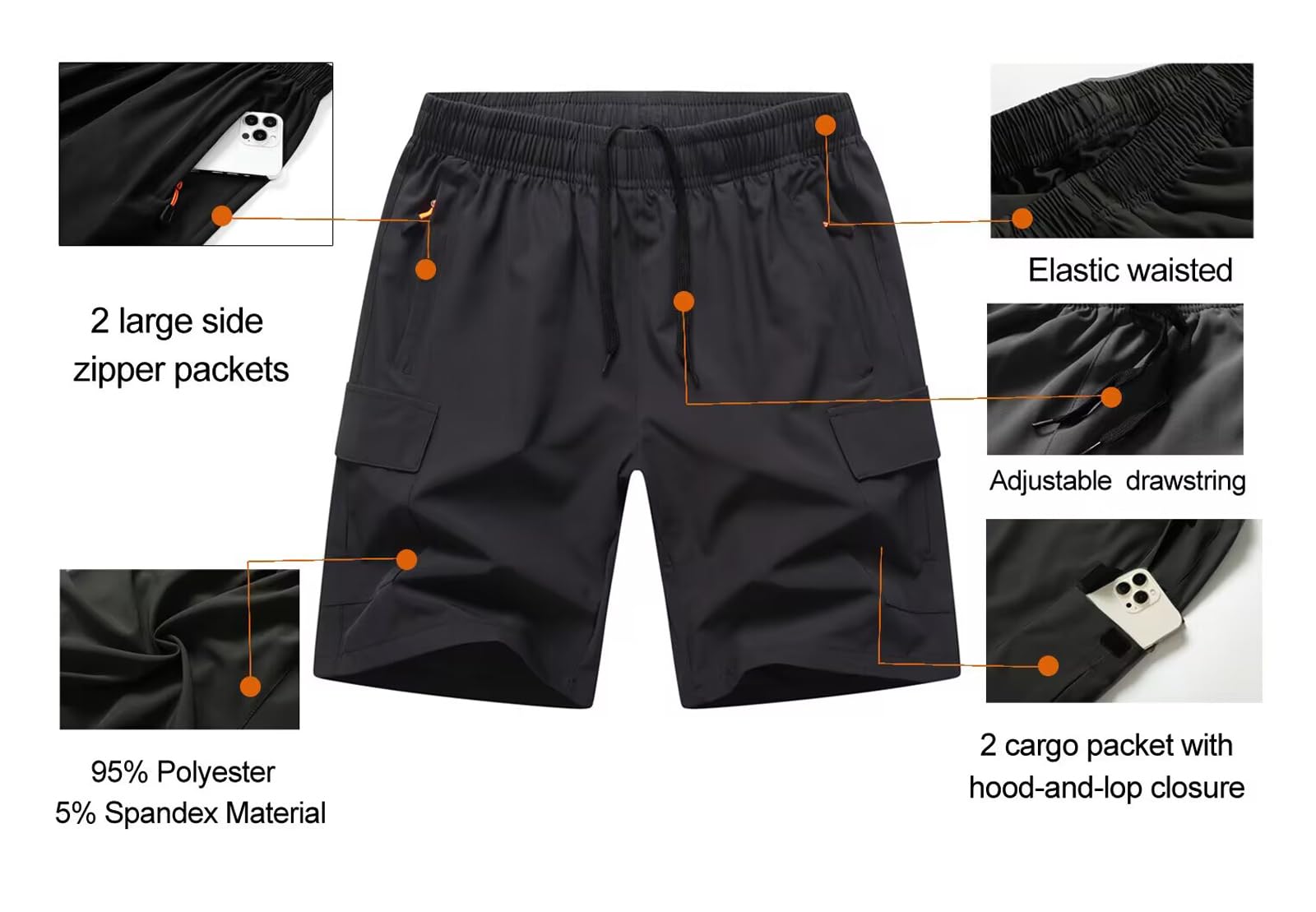 **Boys Cargo Shorts for Hiking & Outdoor Activities - Quick Dry, Lightweight Athletic Shorts with Zipper Pockets - Perfect for Camping, Running & Summer Adventures**