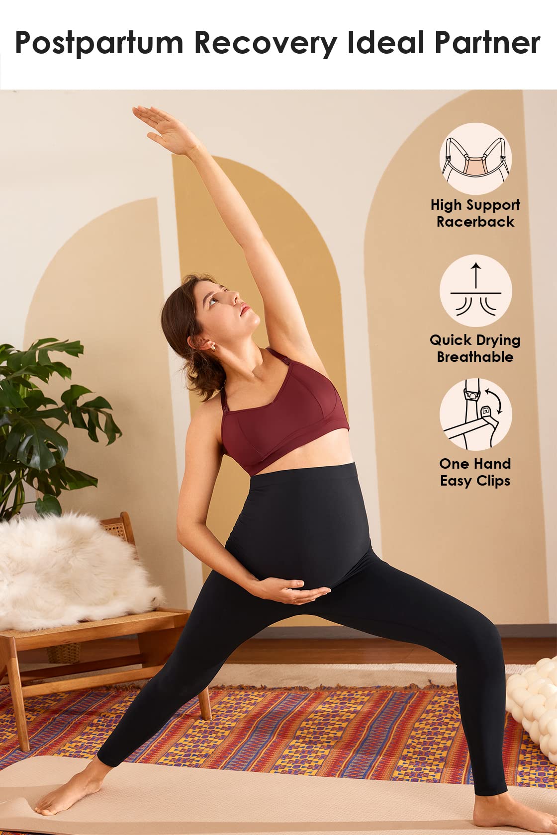 Gratlin Women's Wireless Nursing Bras - Comfortable Maternity & Breastfeeding Sports Bra with Racerback Support - Perfect for Yoga, Gym, and Daily Wear