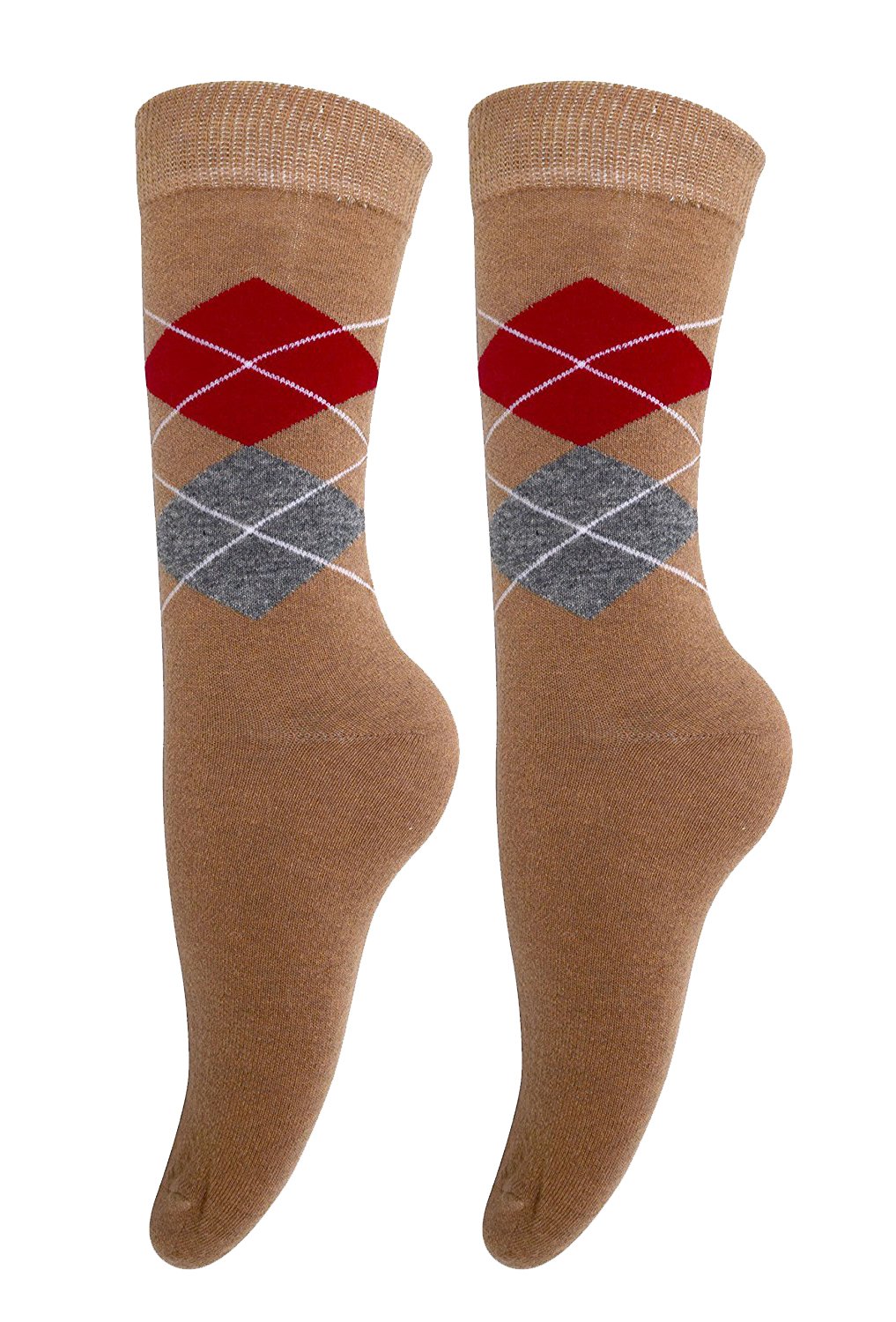 Soft & Warm Long Cashmere Argyle Women's Socks - Cozy Winter Knit Socks for Home, Office & Outdoor Comfort