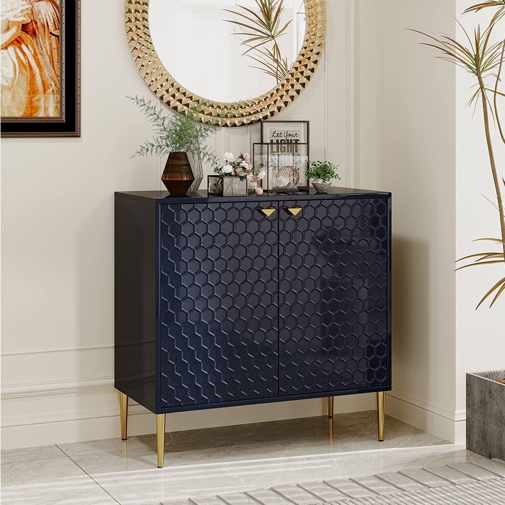 Boyel Living Storage Cabinet with Doors - Free Standing Wood Accent Cabinet with Adjustable Shelf | Sideboard & Buffet Cabinet for Living Room, Kitchen, Dining Room | Versatile Storage Solution for Home Organization (Blue)