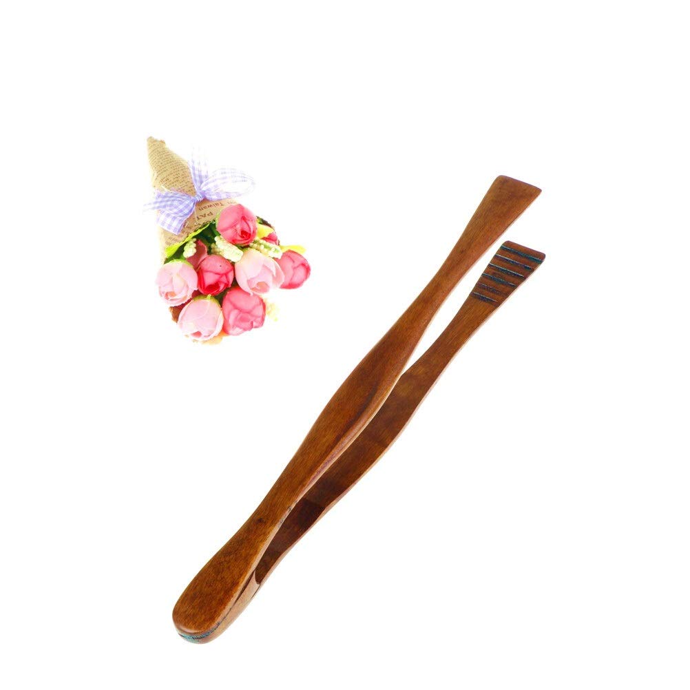 Wooden Food Tongs for Cooking & BBQ - 1pc Kitchen Utensil for Steak, Bread, Dessert, Pastry - Perfect for Buffet Serving, Grilling, Baking & Food Presentation