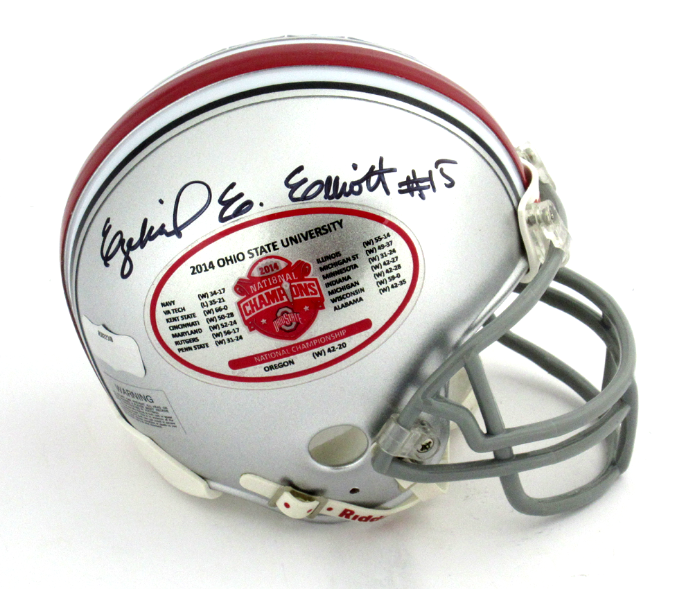 Ezekiel Elliott Autographed Ohio State Buckeyes Riddell BCS Championship Mini Helmet - Signed Collectible Football Memorabilia for Fans, Display, and Gift Giving
