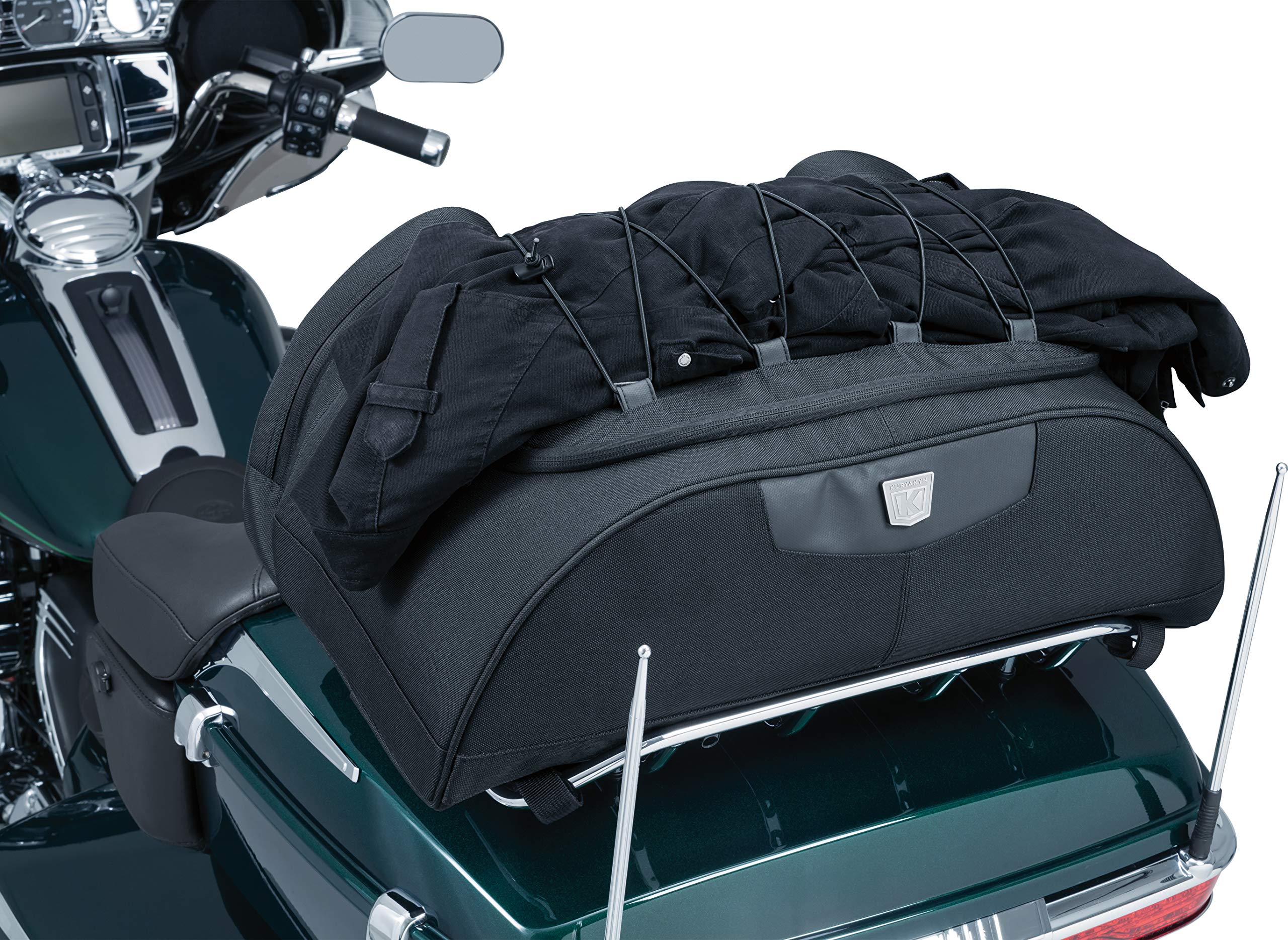 Kuryakyn 5281 Momentum Hitchhiker Motorcycle Travel Luggage - Waterproof Trunk Rack Bag for Harley, Touring & Cruiser Bikes (Black) | Perfect for Long Distance Rides & Road Trips