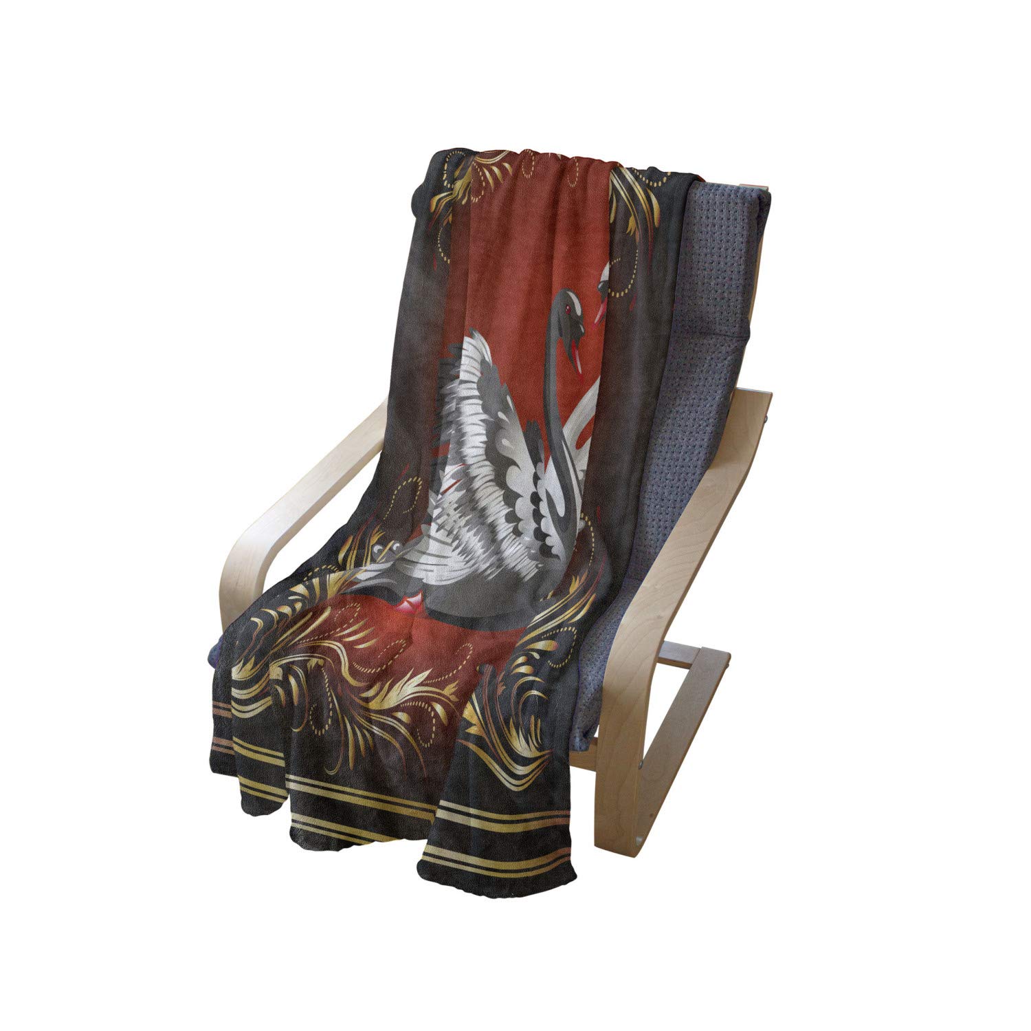 Ambesonne Black and White Swan Couple Flannel Fleece Throw Blanket - 70