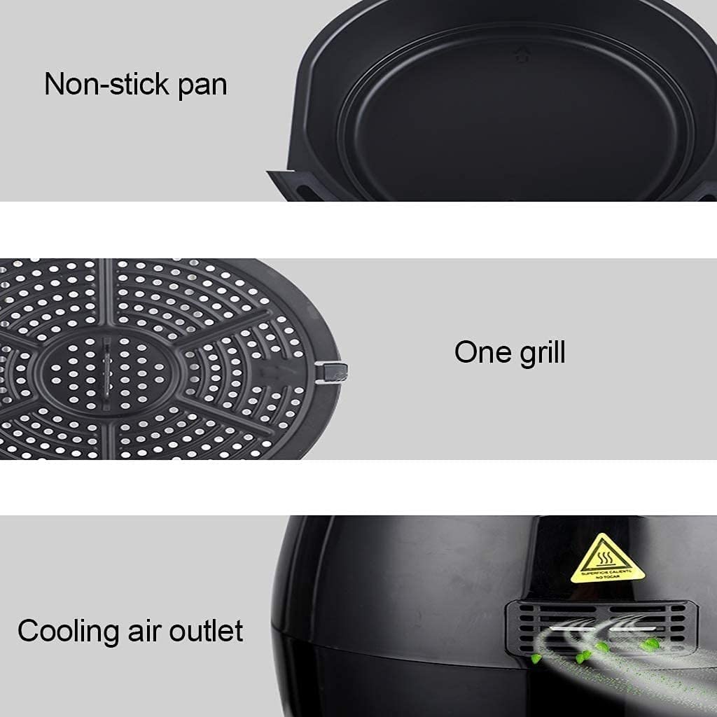 Compact Air Fryer 1400W - Electric Hot Oven & Oil-Free Cooker with Easy Knob Controls for Roasting, Baking, Dehydrating & Warming - Perfect for Healthy Cooking, Meal Prep & Small Kitchens - Black