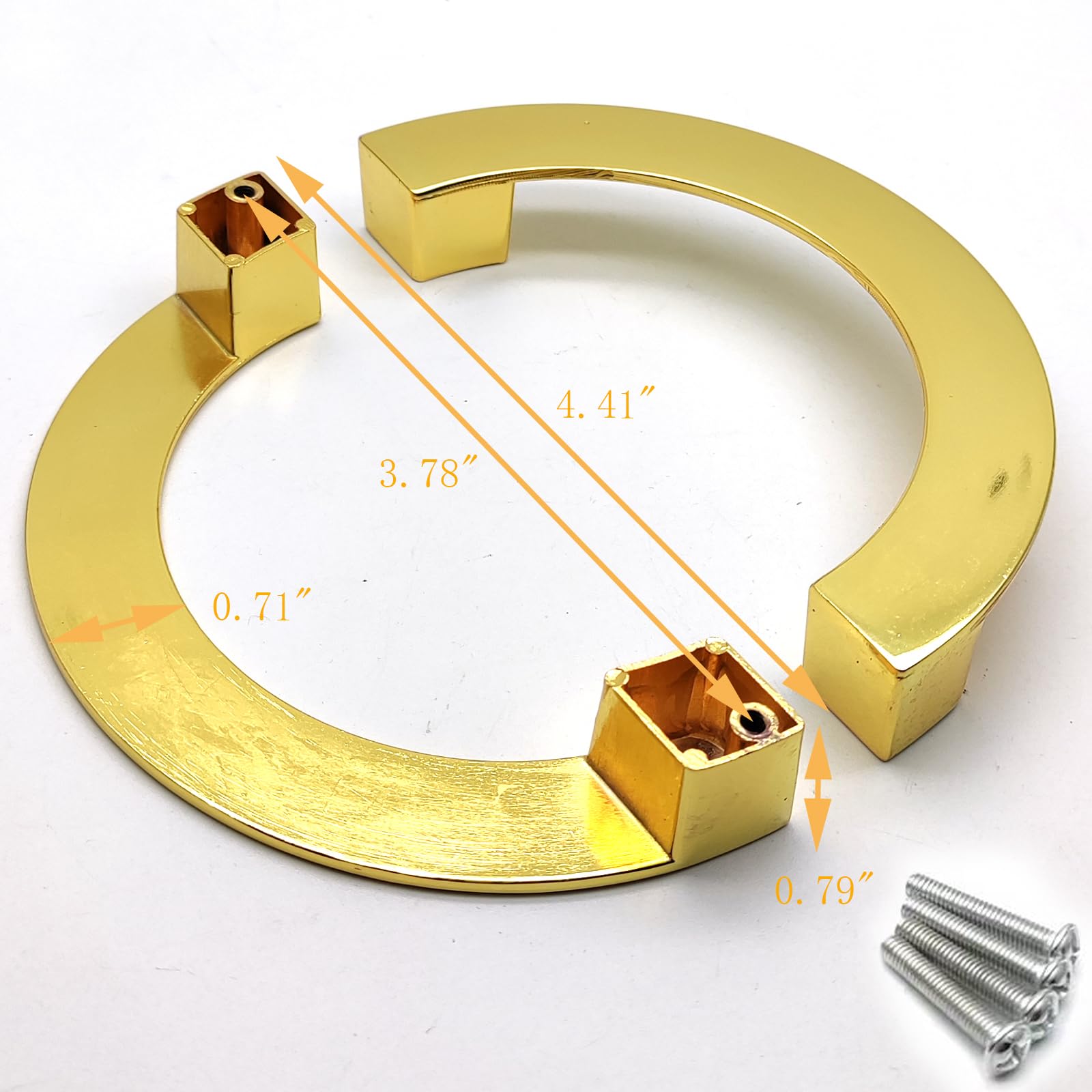 Gold Half Moon Cabinet Door Handles - 1-Pack Zinc Alloy Drawer Pulls with Screws (3.78