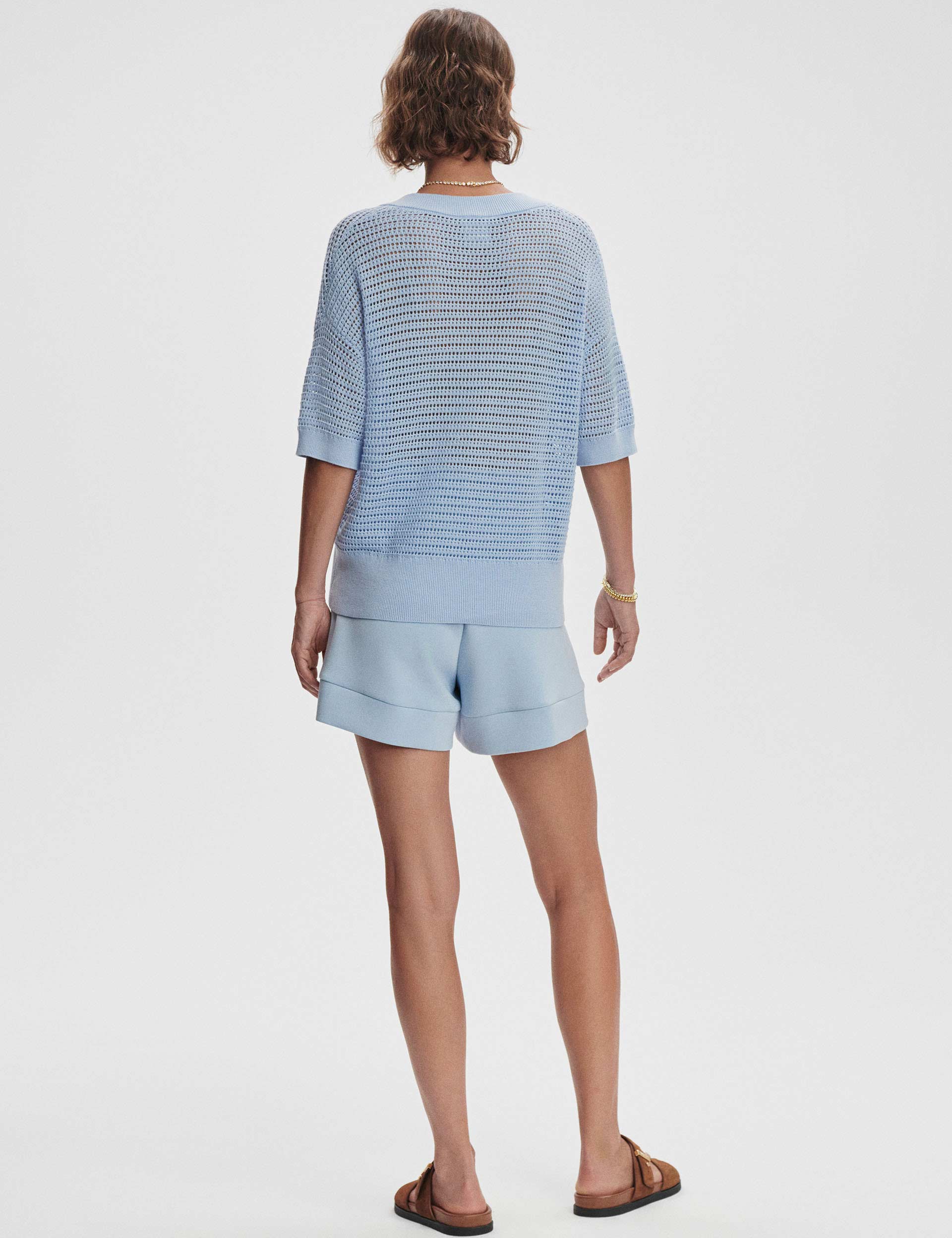 Callie Knit Top Women's Cashmere Sweater Blue | Soft & Cozy Winter Pullover for Casual Outfits & Office Wear