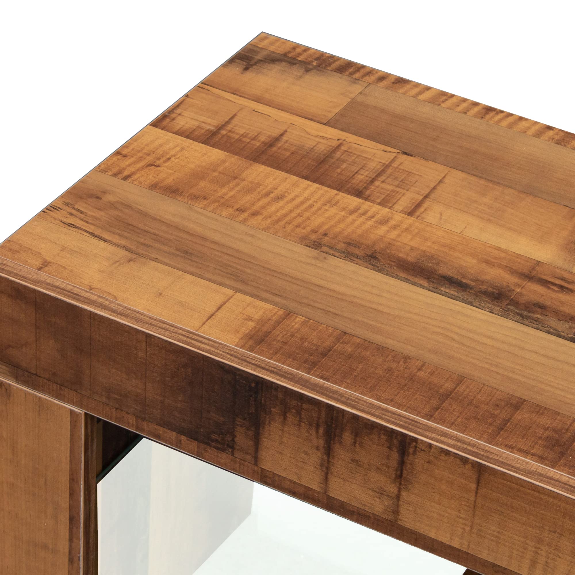 RGB LED TV Stand with Storage for Flat Screen TVs & Gaming Consoles - Modern Walnut Entertainment Center for Living Room, Bedroom & Lounge