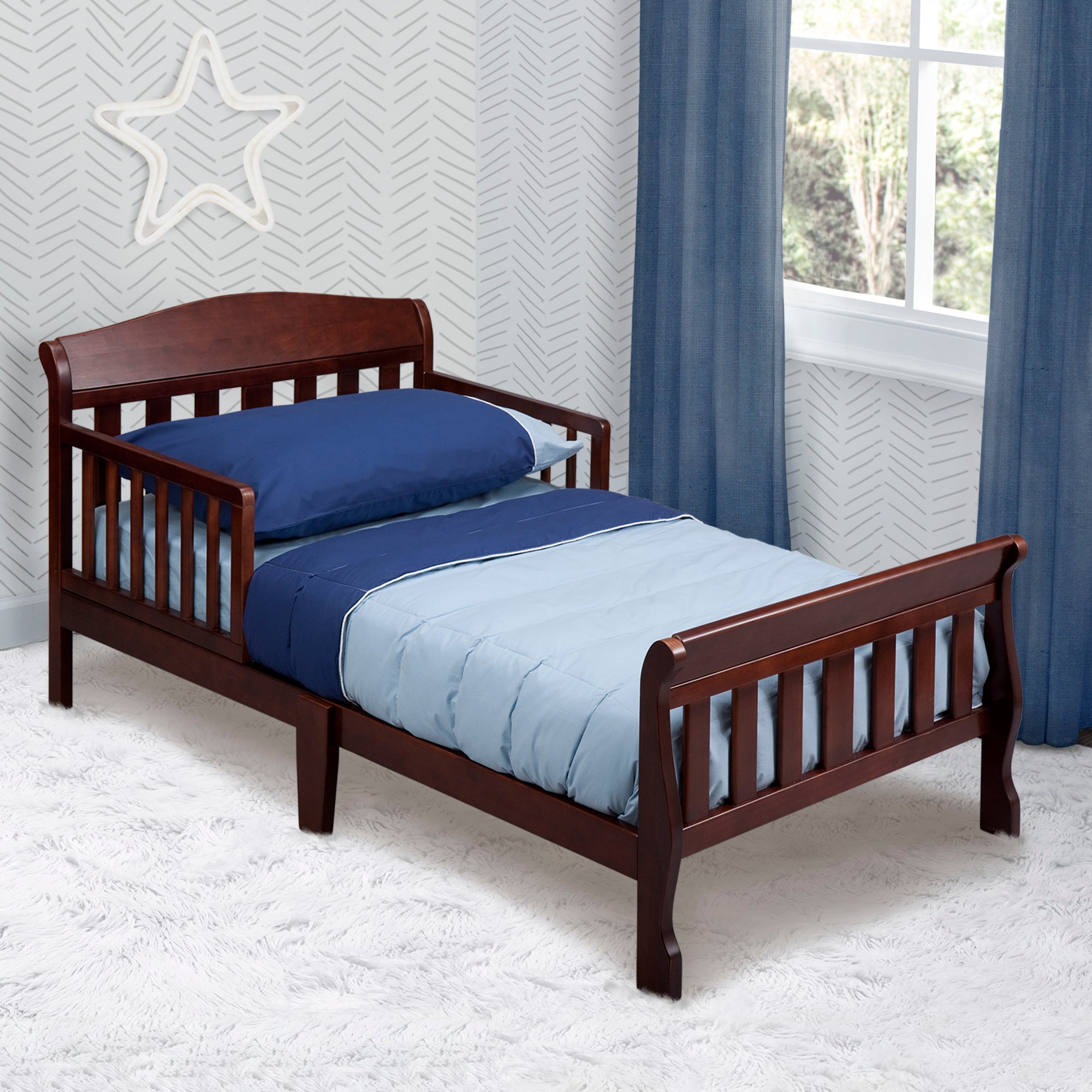 Canton Toddler Bed for Kids - Safe & Comfortable Wooden Toddler Bed with Guardrails | Perfect for Nursery, Daycare & Transitioning from Crib to Big Kid Bed