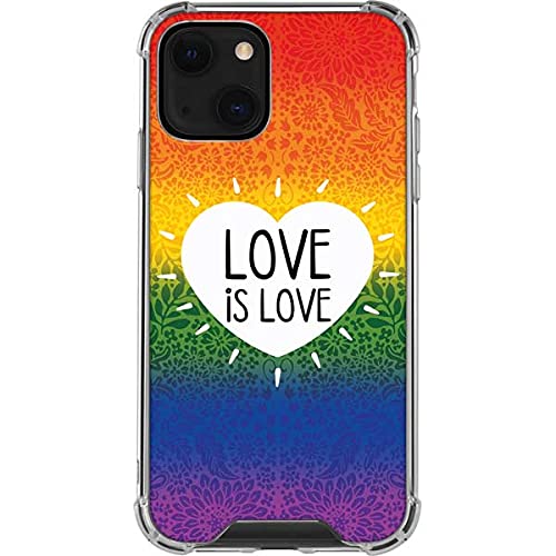 Skinit Clear Protective Phone Case for iPhone 13 Mini - Rainbow Love is Love Design | Slim Scratch-Resistant Cover for Everyday Use & LGBTQ+ Pride Support