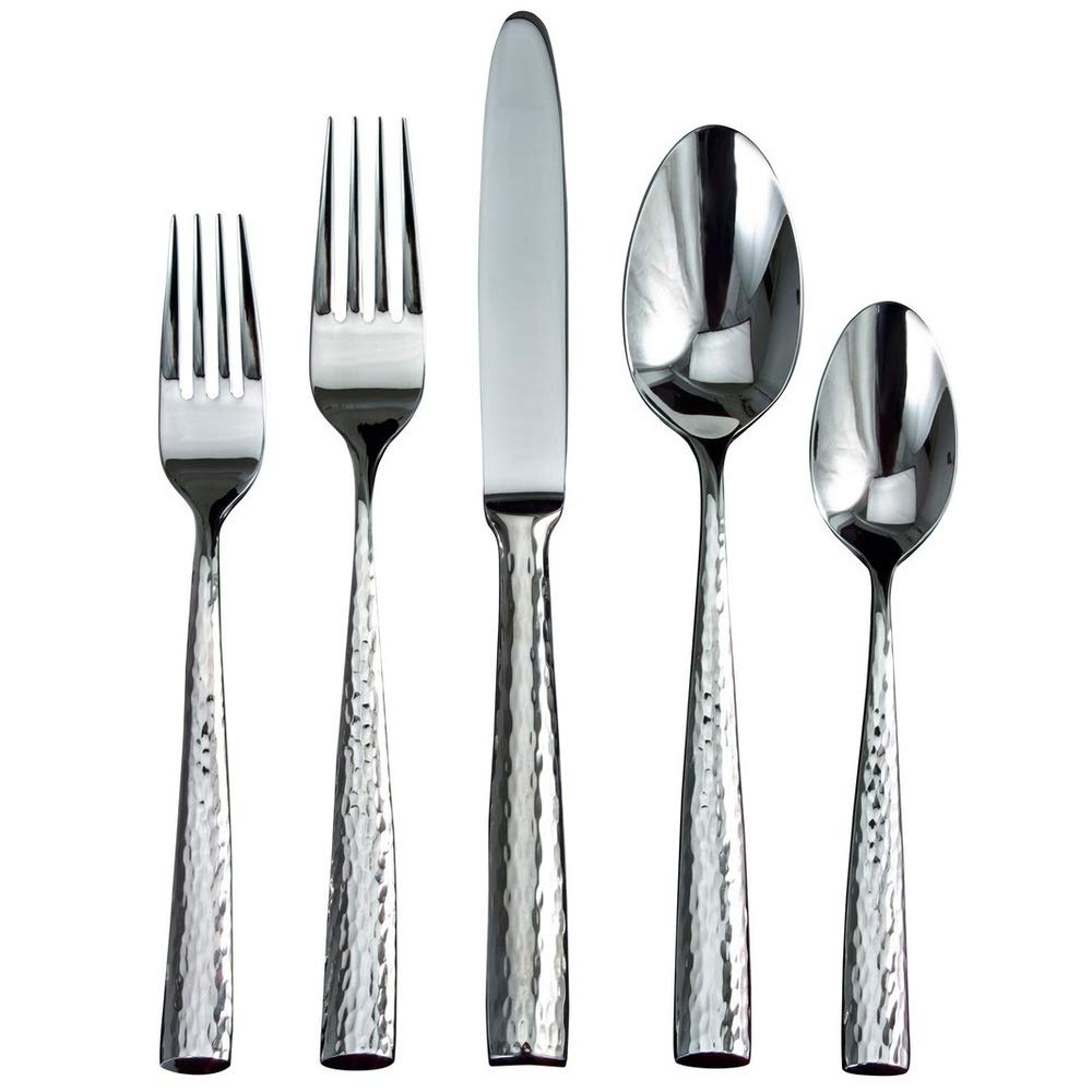 Premium Ricci Argentieri Anvil 20-Piece Stainless Steel Flatware Set - Elegant Silverware for Fine Dining, Weddings & Formal Occasions