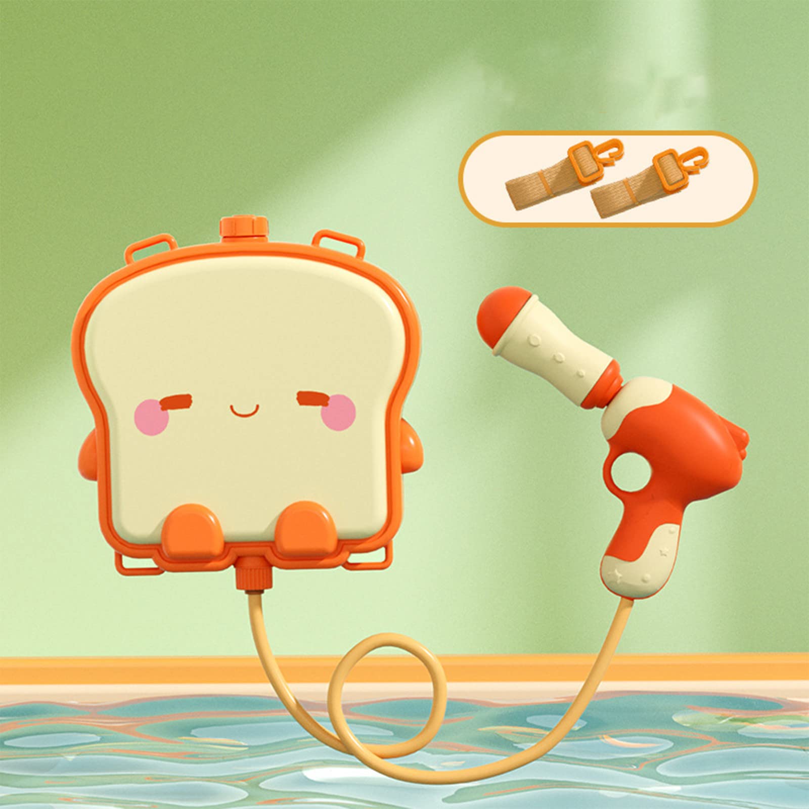 Kids Water Spray Backpack Toy - Cute Cartoon Summer Beach Water Gun for Boys & Girls Birthday Gifts | Outdoor Play, Pool Party & Beach Fun (Beige)