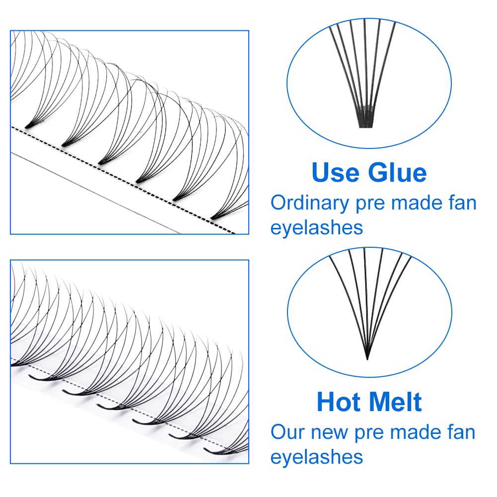 Premade Volume Lash Extensions 320 PCS - 5D/6D/8D/10D Mixed Tray, 0.07mm D Curl, Short Stem Eyelash Extensions for Natural & Dramatic Look (6D-0.07-D, 13-20mm) - Perfect for Salon Professionals & DIY Lash Enthusiasts