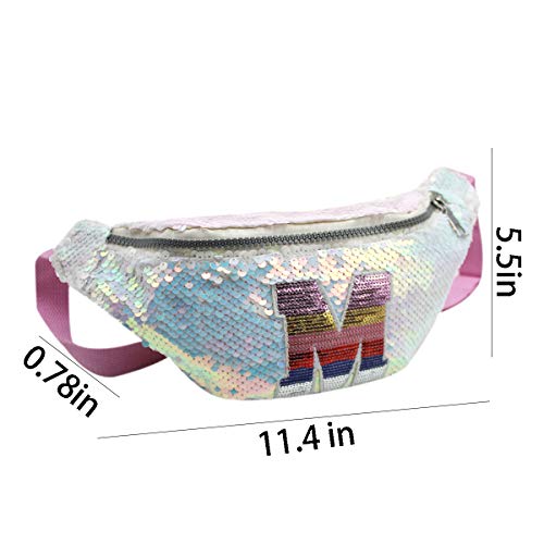 Aibearty Kids Glitter Reversible Sequin Fanny Pack - Letter Print Waist Bag for Boys & Girls - Perfect for School, Travel, and Birthday Parties