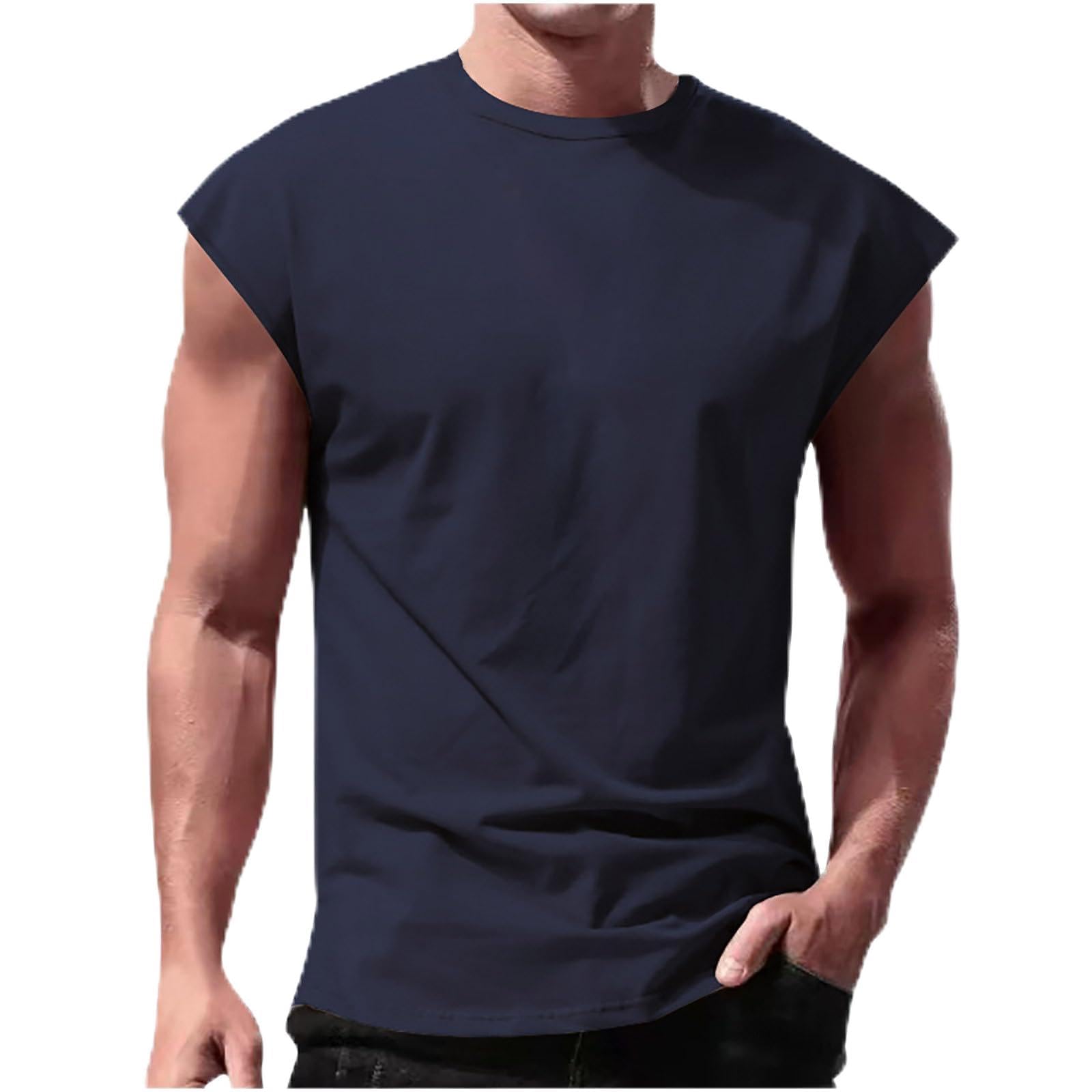 Wodceeke Men's Summer Tank Tops - Breathable Sleeveless Gym Shirts for Workout, Beach & Casual Wear - Solid Color Athletic Undershirts for Dads & Guys - Perfect for Running, Yoga & Summer Outdoor Activities
