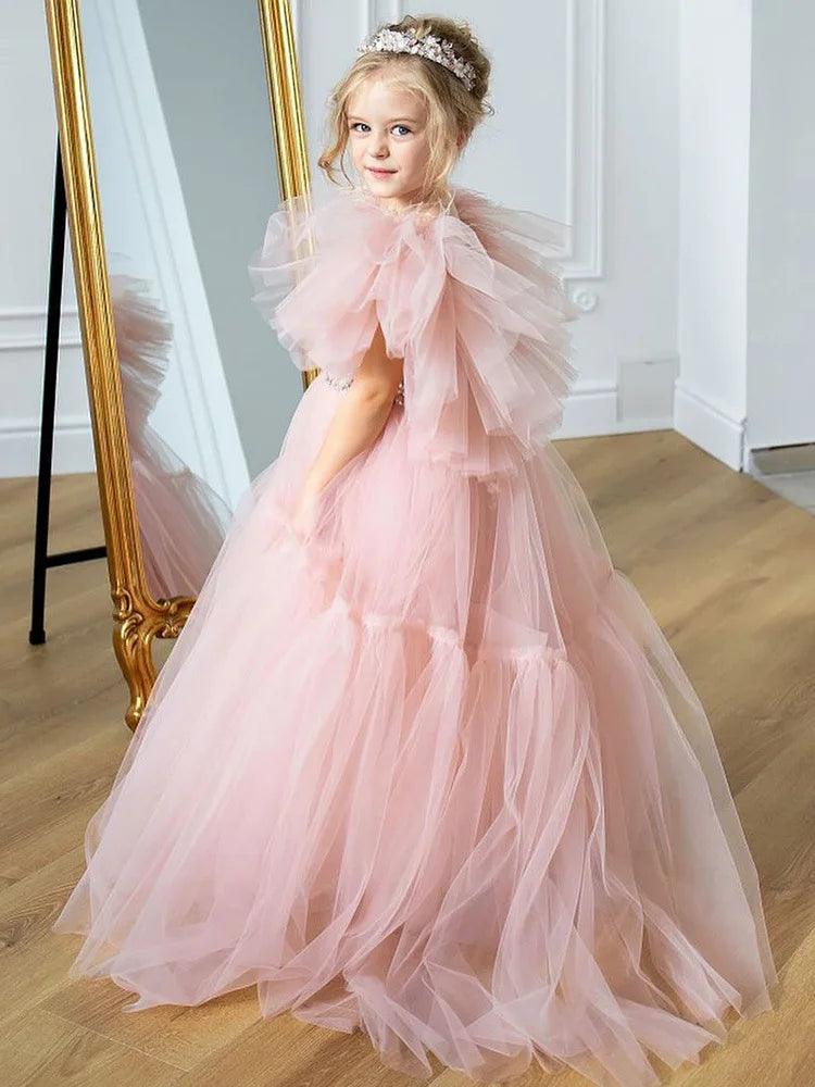 3D Sequin Floral Knee-Length Flower Girl Dress for Weddings, Pageants & Special Occasions – Elegant & Comfortable for Kids