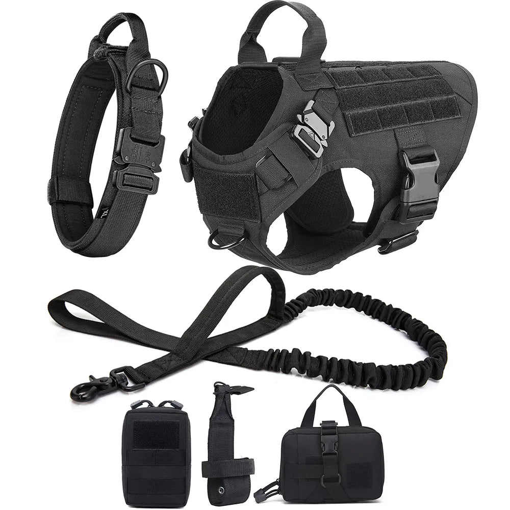 Premium Heavy Duty Tactical No Pull Dog Harness Kit - Adjustable Reflective Vest for Large Dogs - Perfect for Hiking, Training & Outdoor Adventures
