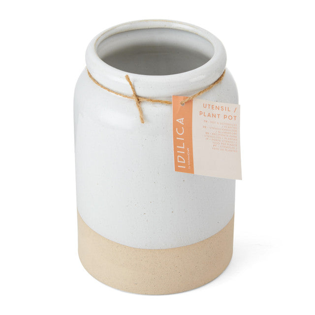 Idilica Stoneware Utensil Holder - Cream Kitchen Organizer for Spoons, Forks & Cooking Tools - Perfect for Countertop Storage & Home Decor