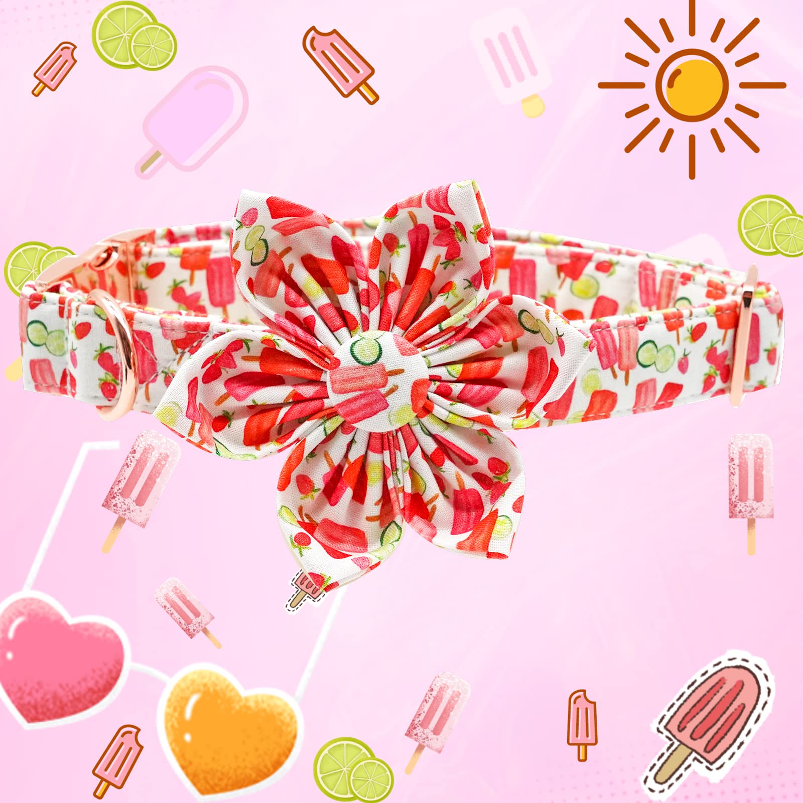 Lionheart Glory Summer Dog Collar with Flower - Adjustable Floral Dog Collar for Small, Medium & Large Dogs | Perfect for Outdoor Walks, Pet Photos & Special Occasions