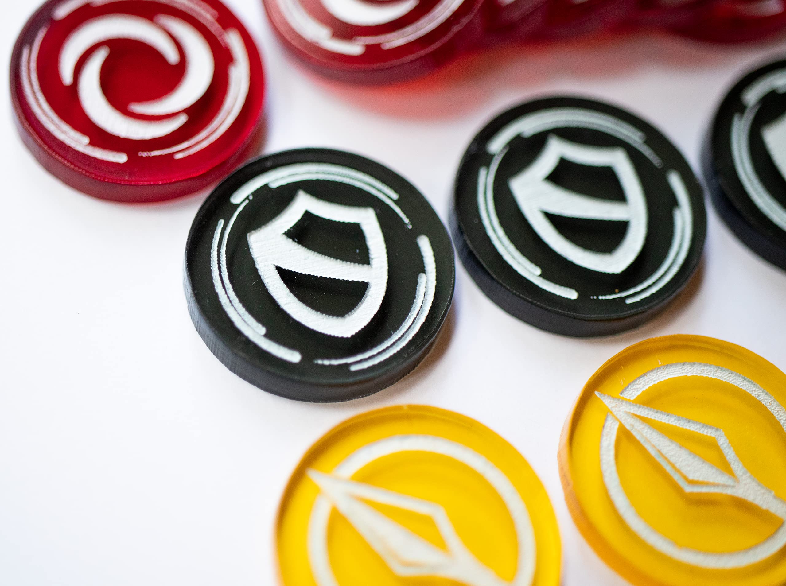Acrylic Flesh & Blood Game Tokens - 6 Resource, 3 Attack, 3 Armor for TCG Battles