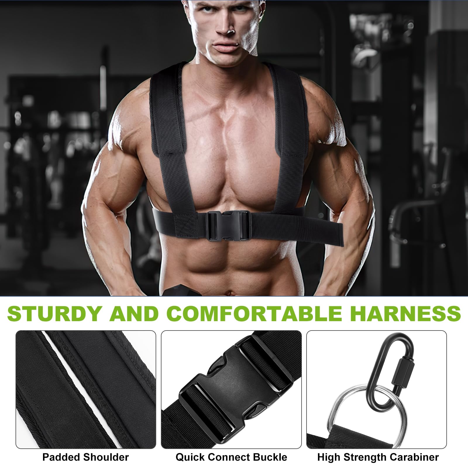 Heavy Duty Weight Sled for Strength Training - Adjustable Push Pull Gym Sled with Height-Adjustable Handle - Fitness Equipment for Muscle Building & Speed Improvement - Compatible with 1