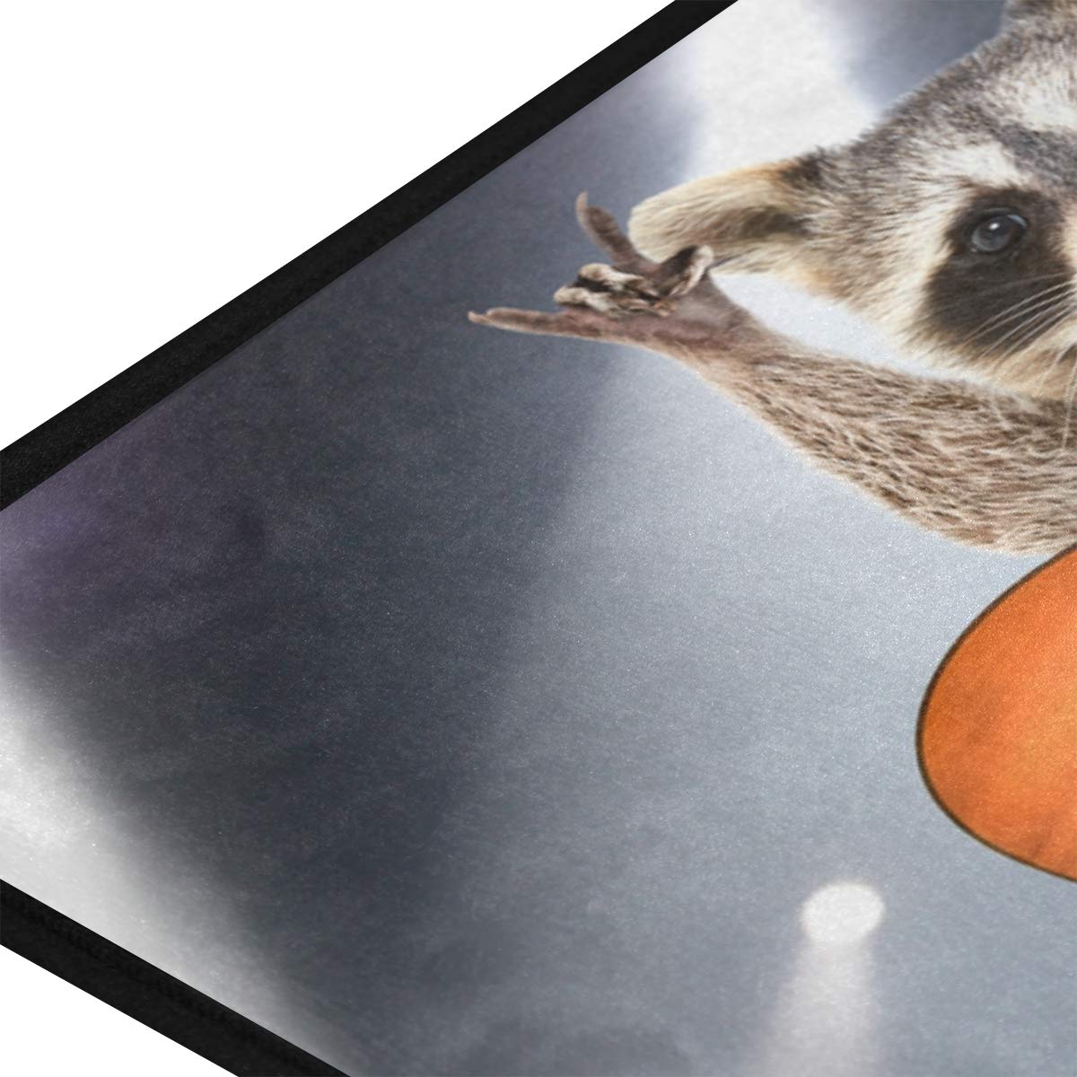 MOYYO Funny Raccoon with Acoustic Guitar Kitchen Rug - Anti-Fatigue Non-Slip Floor Mat, Oil & Stain Resistant, Easy to Clean - Perfect for Kitchen, Bathroom, Indoor/Outdoor Use as Doormat or Comfort Mat