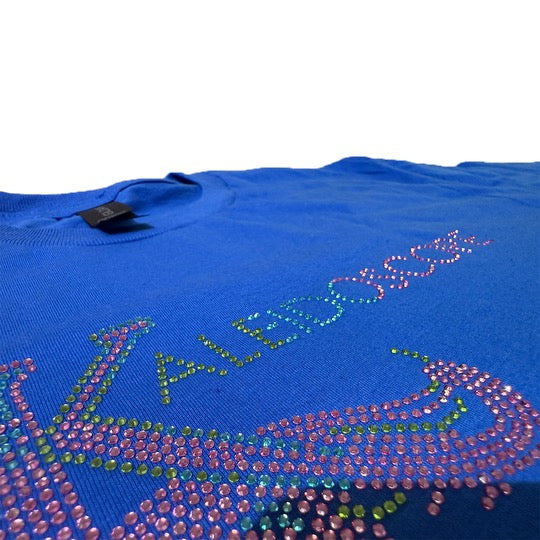Trendy Blue Kaleidoscope Bling T-Shirt for Women | Fashion Graphic Tee | Perfect for Casual Wear, Parties & Street Style