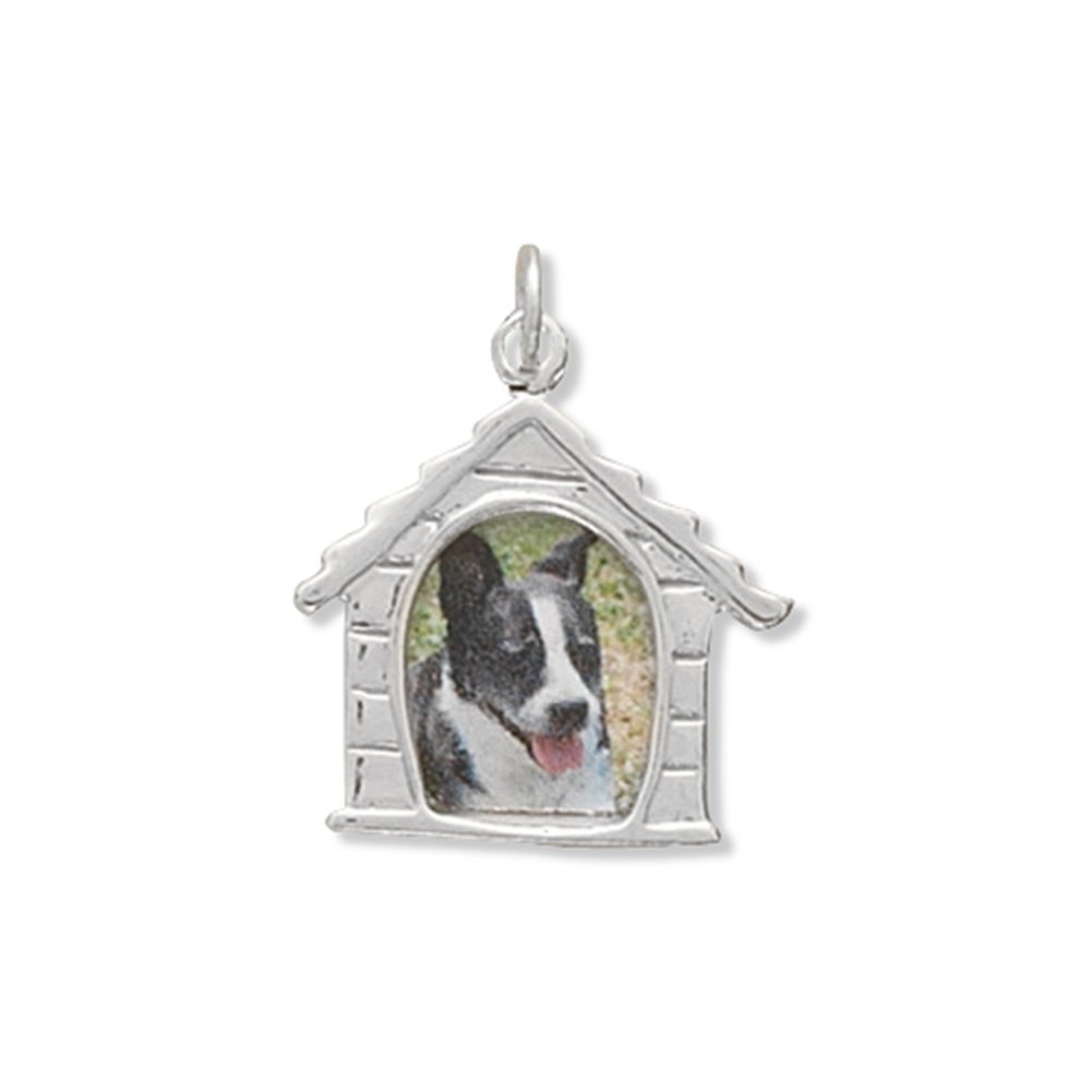 Sterling Silver Dog House Picture Frame Charm - Perfect for Pet Lovers, Jewelry Gifts & Keepsake Scenes