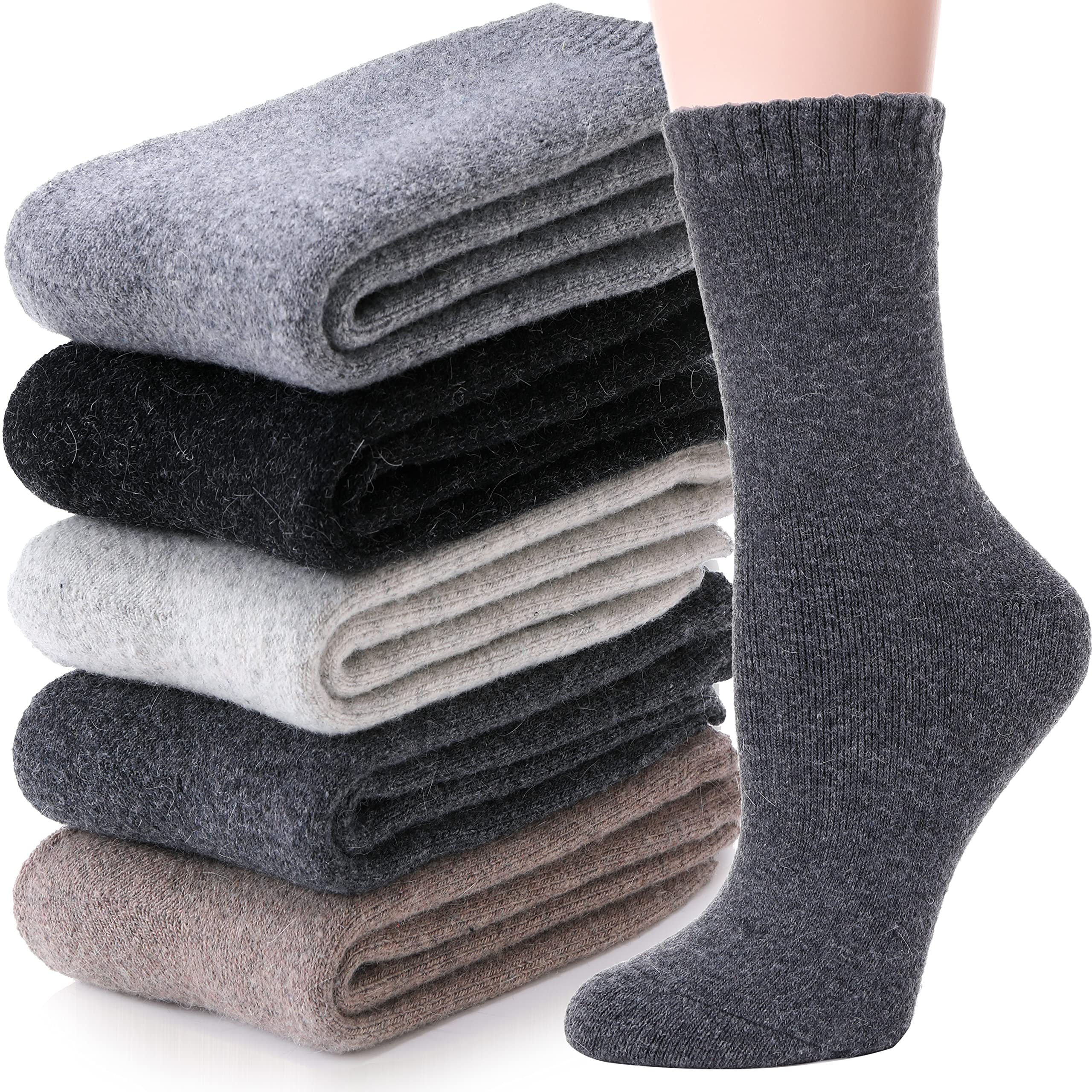 Warm Wool Socks for Women - Winter Hiking & Cabin Crew Socks