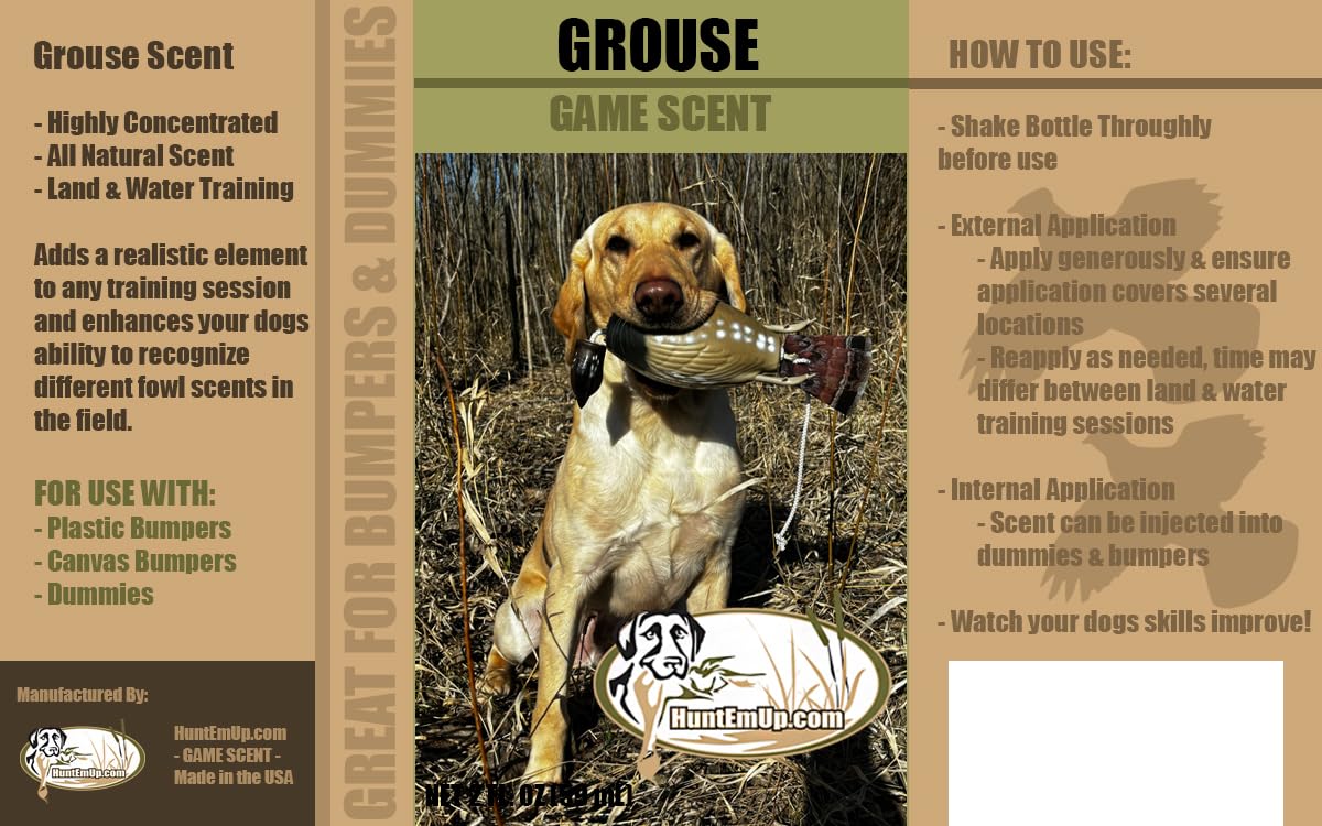 Ultimate Grouse Dog Training Scent - Premium Grouse Scent for Hunting Dogs | Enhance Bird Dog Training & Field Performance | Perfect for Upland Game Hunting & Outdoor Adventures