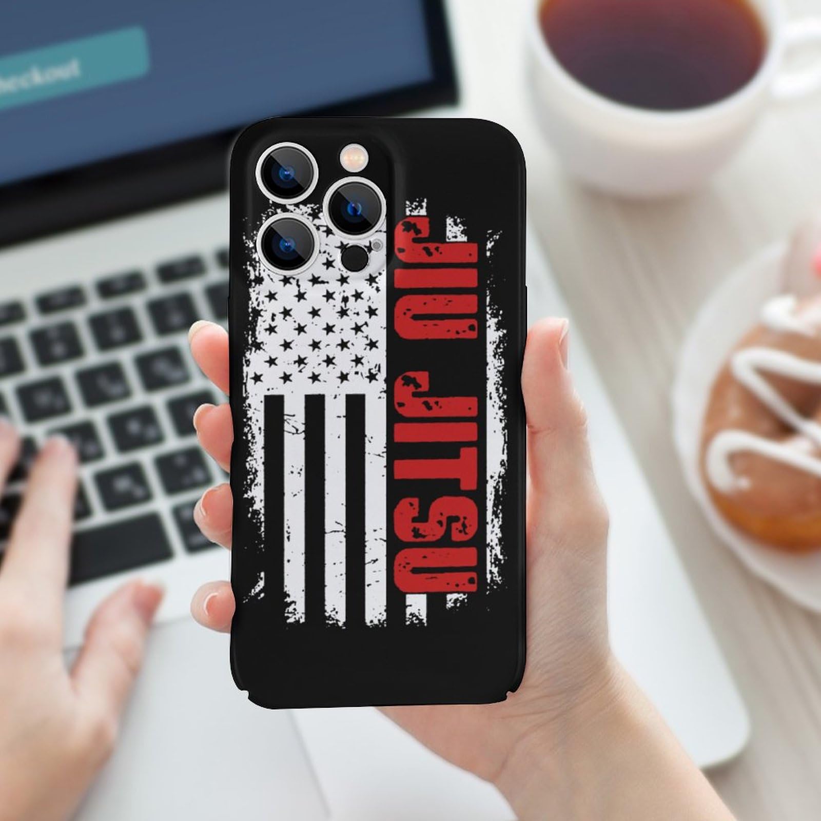 Jiu-Jitsu Flag Print iPhone 14 Case - Shockproof Protective Cover for iPhone 14/14 Plus/14 Pro/14 Pro Max - Perfect for MMA Training & Brazilian Jiu-Jitsu Fans
