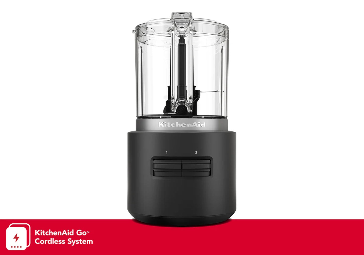 KitchenAid GO Cordless 5-Cup Food Chopper - Matte Black - Battery Not Included - Perfect for Chopping Vegetables, Nuts & Herbs in Kitchen, Camping & Small Spaces