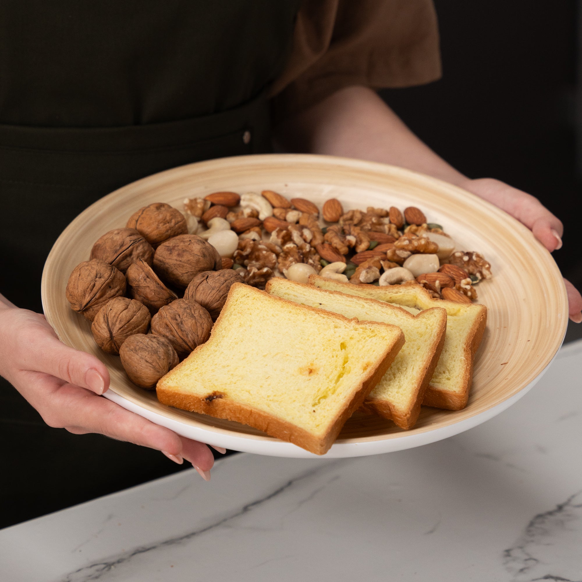 Lexa 12 Inch Bamboo Serving Tray Set - Elegant Wooden Appetizer Platter for Cheese, Fruits & Charcuterie - Perfect for Entertaining, Weddings & Home Decor