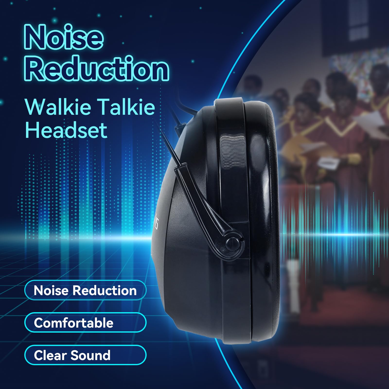 Retevis EHK012 Two-Way Radio Headset with Noise Cancelling Mic & Volume Control - Compatible with Retevis H777 RT68 RT27 RT22 & Baofeng BF-888S F8HP Walkie Talkies (2-Pack) - Ideal for Construction, Security, and Outdoor Adventures
