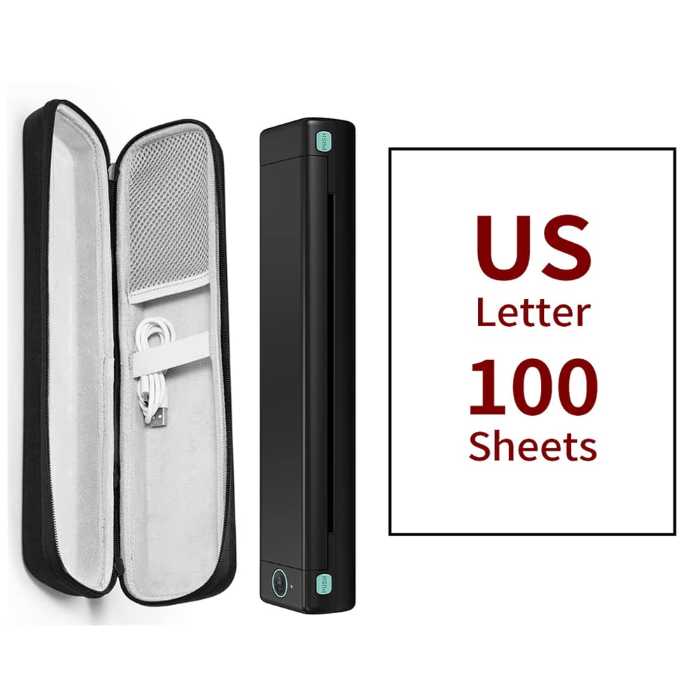 Phomemo Portable Bluetooth Thermal Printer - Wireless Mini Printer for Travel, Compatible with iOS, Android & Laptop, Includes 1 Case & 100 Sheets Thermal Paper | Perfect for Receipts, Labels, Notes & On-the-Go Printing