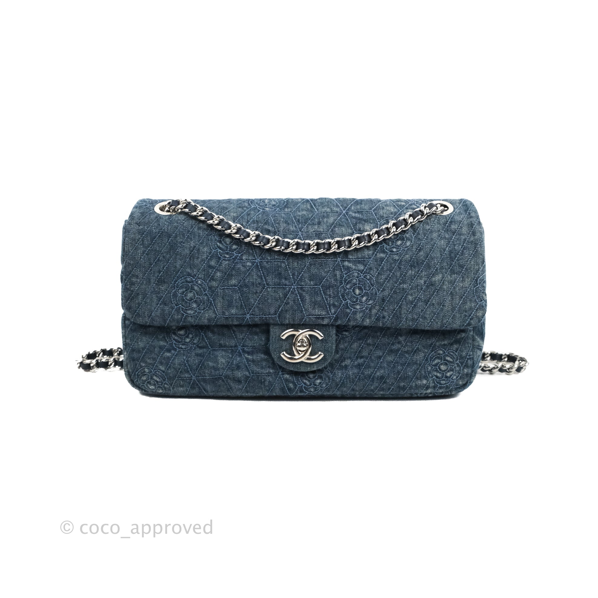 Chanel Camellia Embroidered Flap Bag in Blue Washed Denim with Silver Hardware - Luxury Designer Crossbody Bag for Women, Perfect for Date Night & Special Occasions