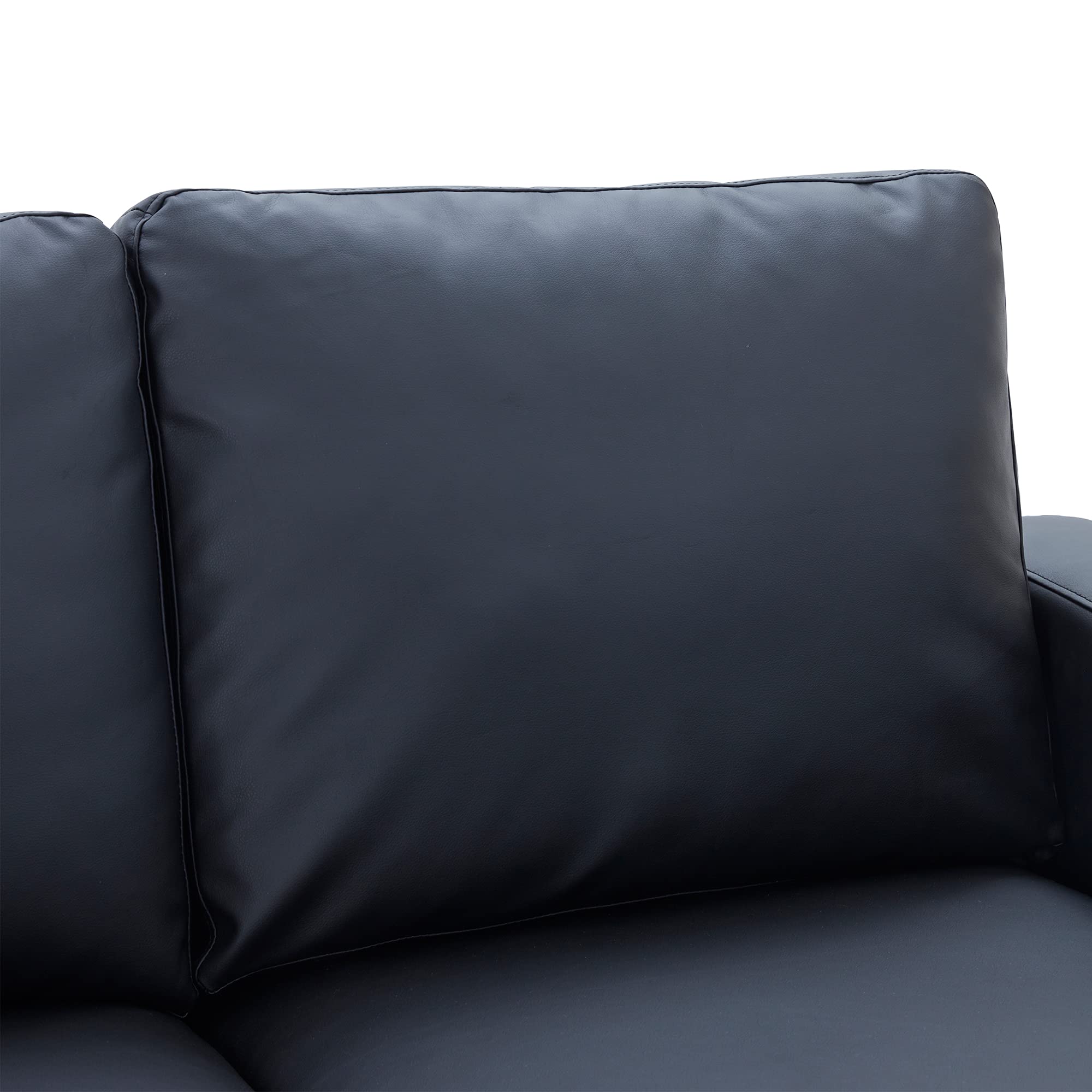 Modern PU Leather Sofa and Loveseat Set - 3-Seater Couch & 2-Seater Loveseat with Attached Cushions - Upholstered Stationary Furniture for Living Room, Office or Lounge (Black) - Perfect for Family Gatherings, Movie Nights & Home Decor