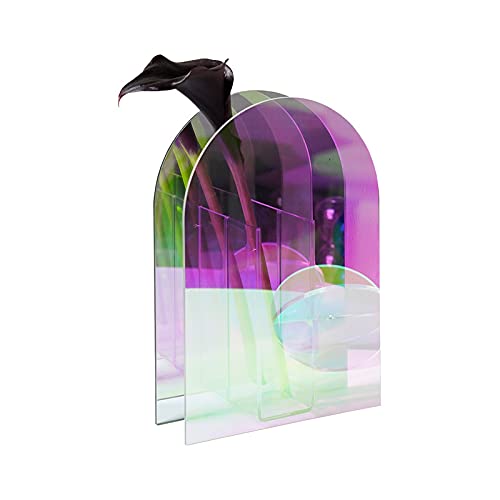 Rainbow Acrylic Art Vases - Set of 3 Minimalist Clear Flower Vases for Stems & Buds | Modern Home & Office Desk Decor for Living Room, Wedding Centerpieces & Gift Ideas
