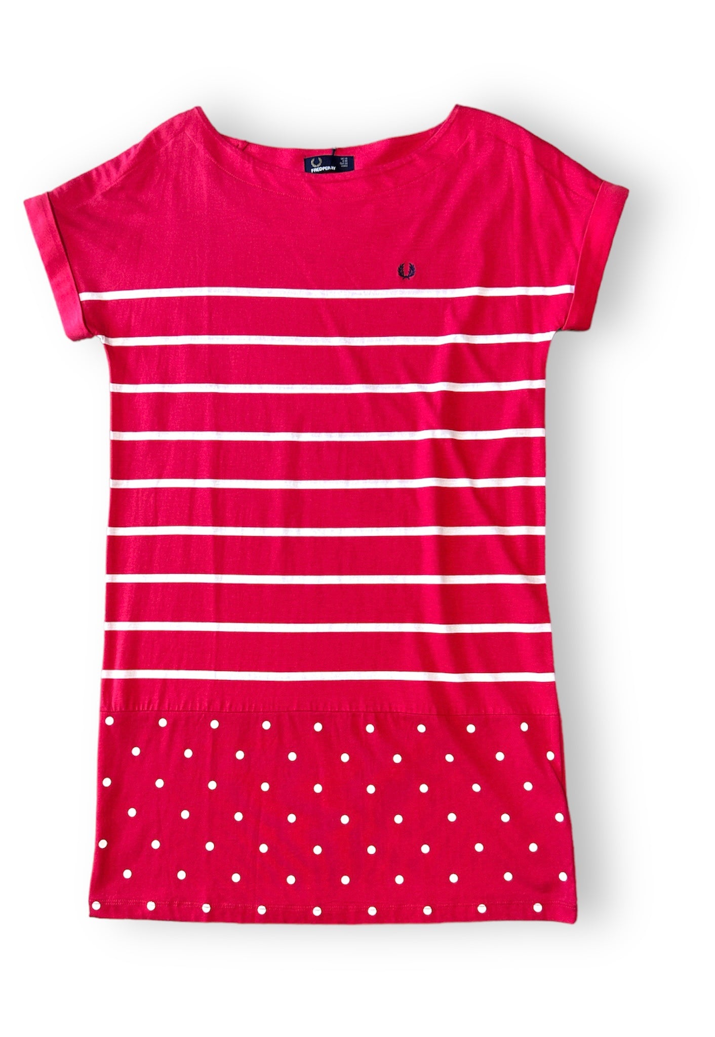 FRED PERRY Women's Polka Dot & Striped Jersey Dress - Casual Summer Flowy Dress for Beach, Party & Everyday Wear