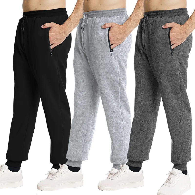 Men's Sweatpants with Side Zipper Pockets - Elastic Waist Joggers & Track Pants for Gym, Running, Workout & Casual Wear - Comfortable Baggy Sport Pants for Fitness & Lounge